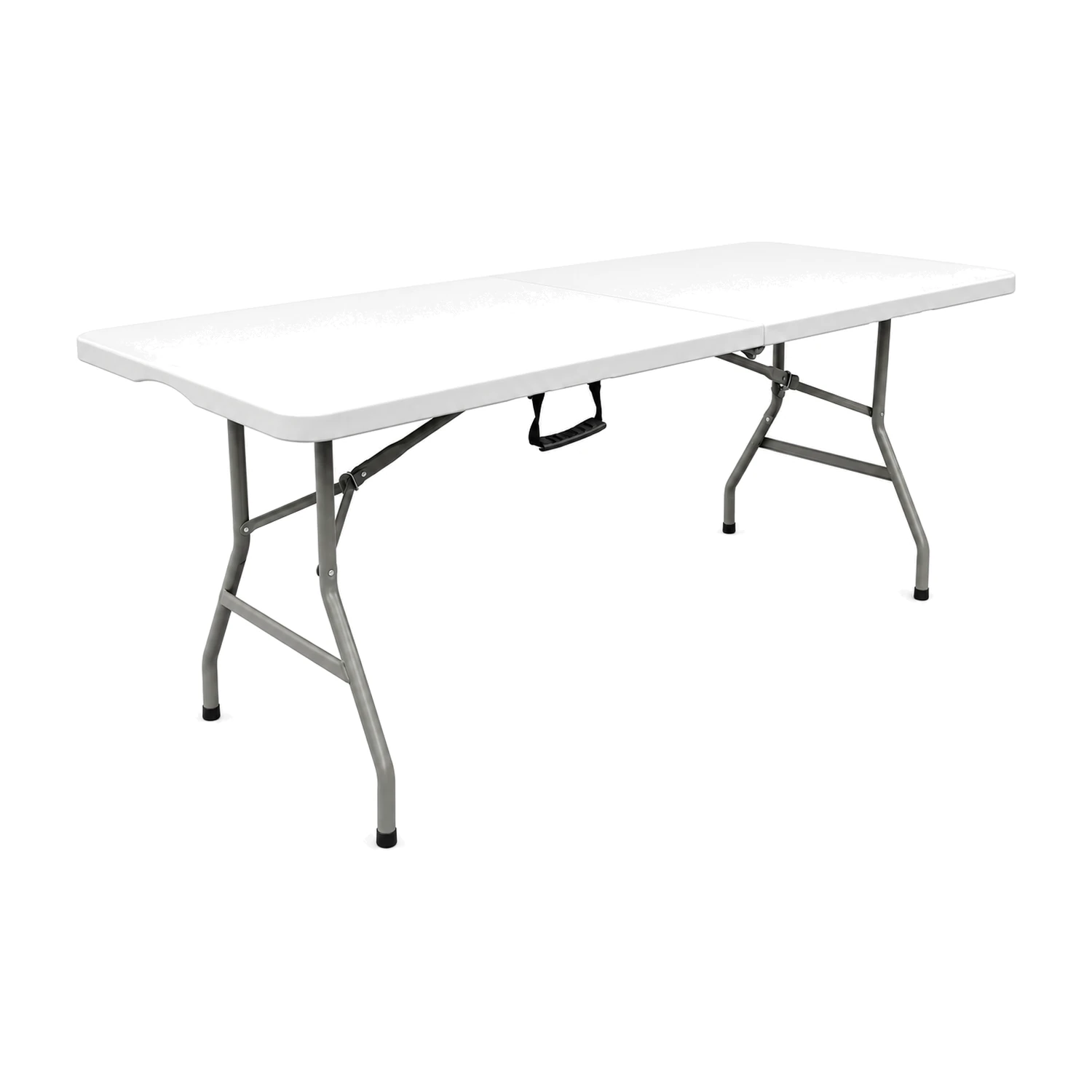 6ft Trestle Table with Printed Stretch Tablecloth detail