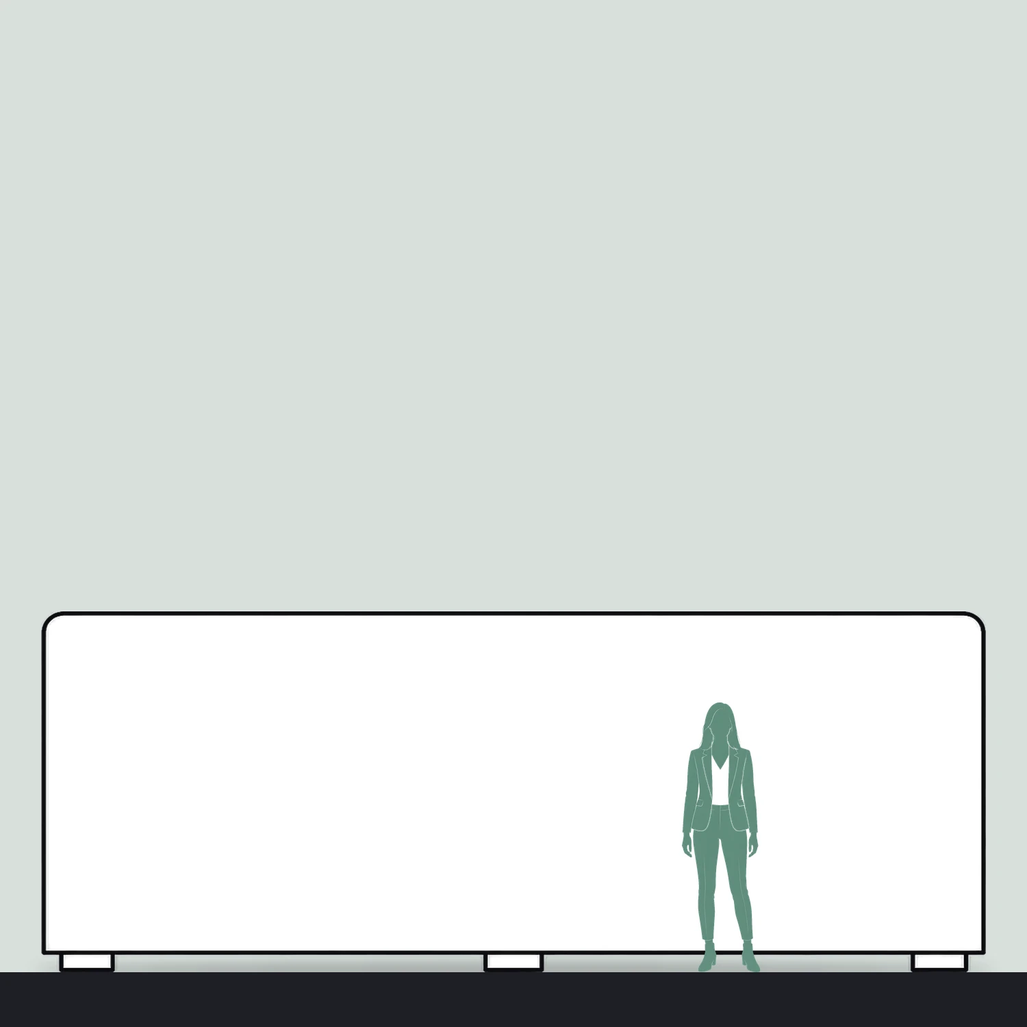 6m Straight Stretch Fabric Display Wall size compared with a person