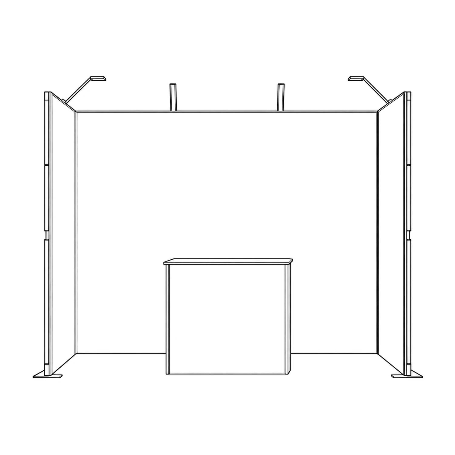 6m² Fastframe Modular Exhibition Stand with Counter line drawing