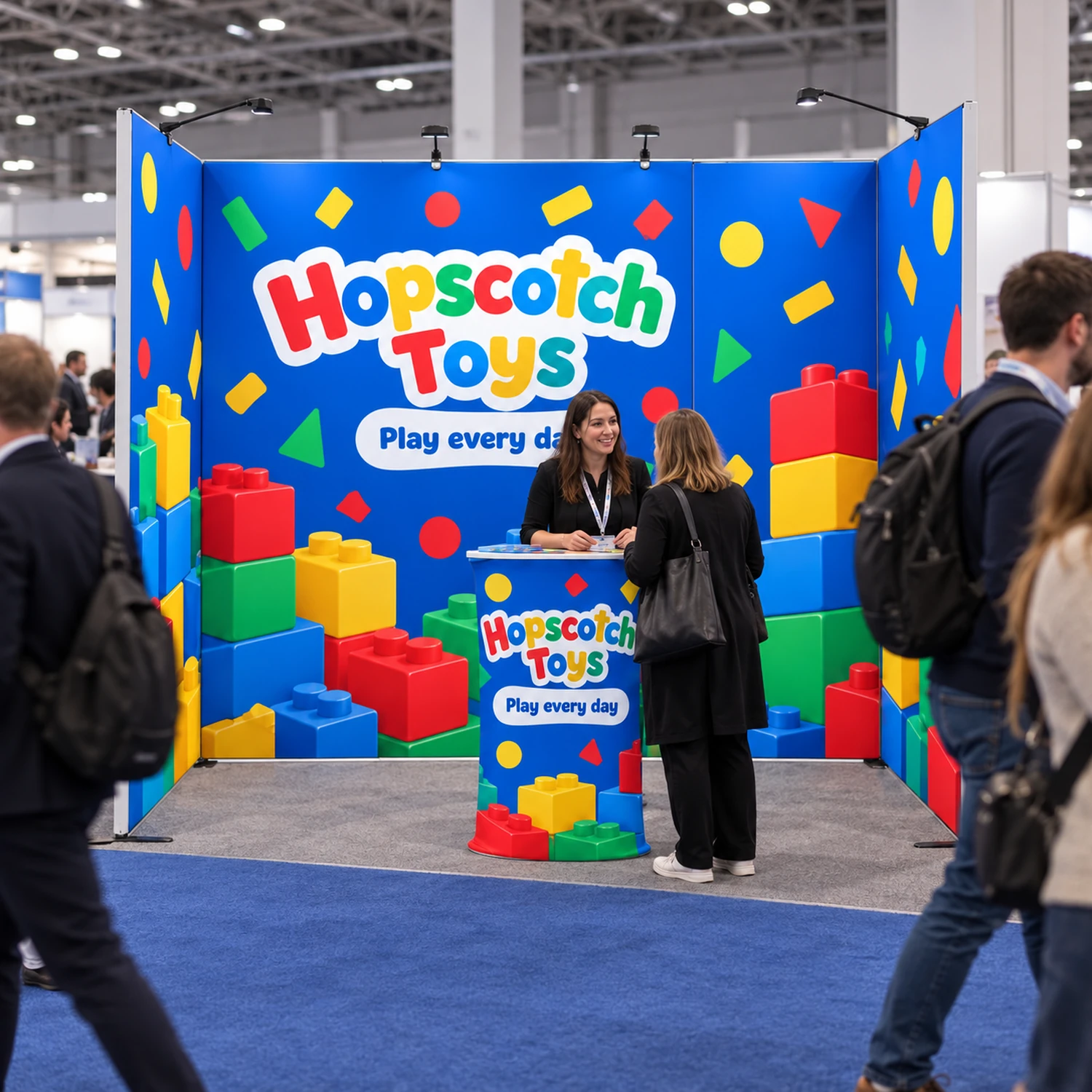 6m² Modulate Modular Exhibition Stand with Counter in use at an event