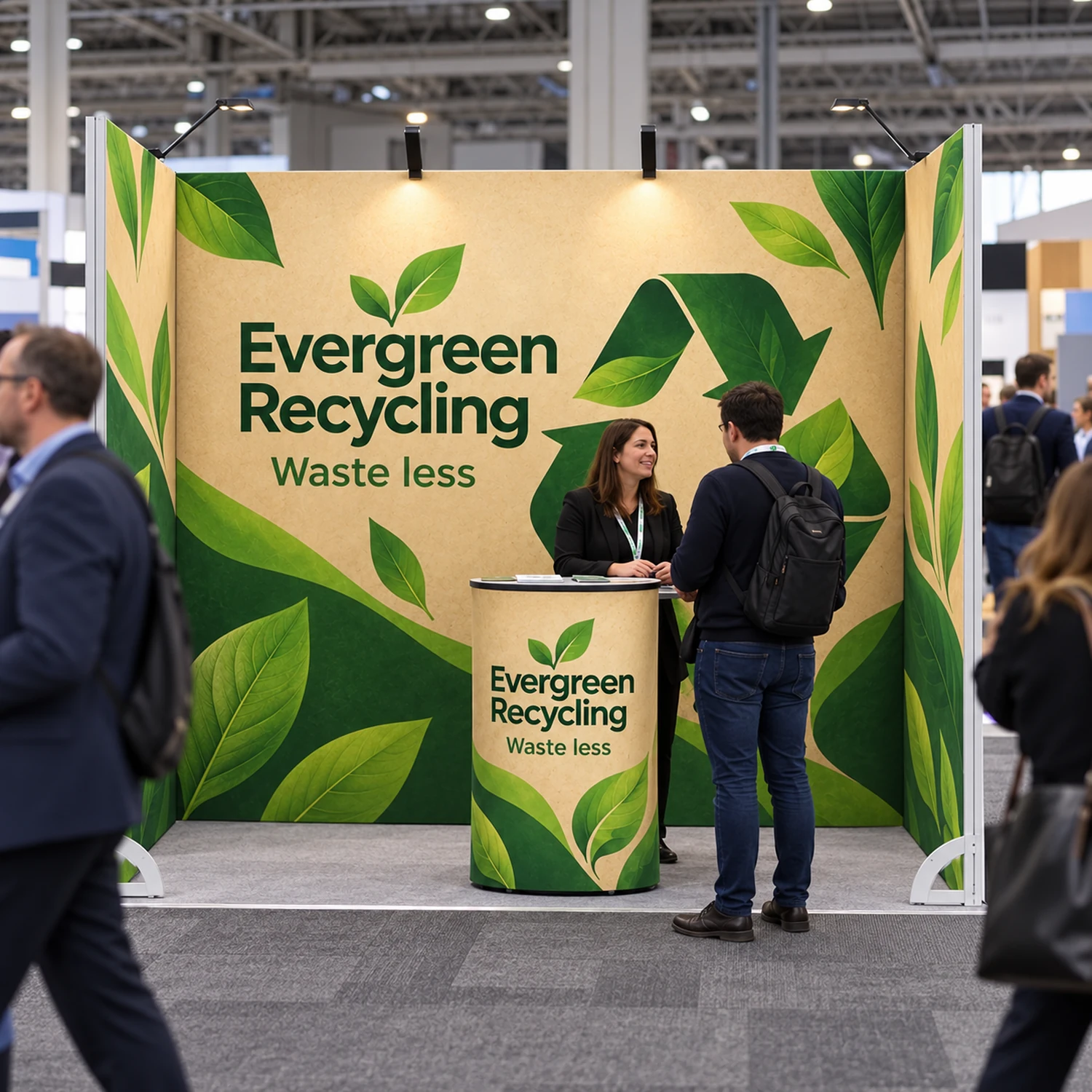 6m² Vector Modular Exhibition Stand with Counter in use at an event