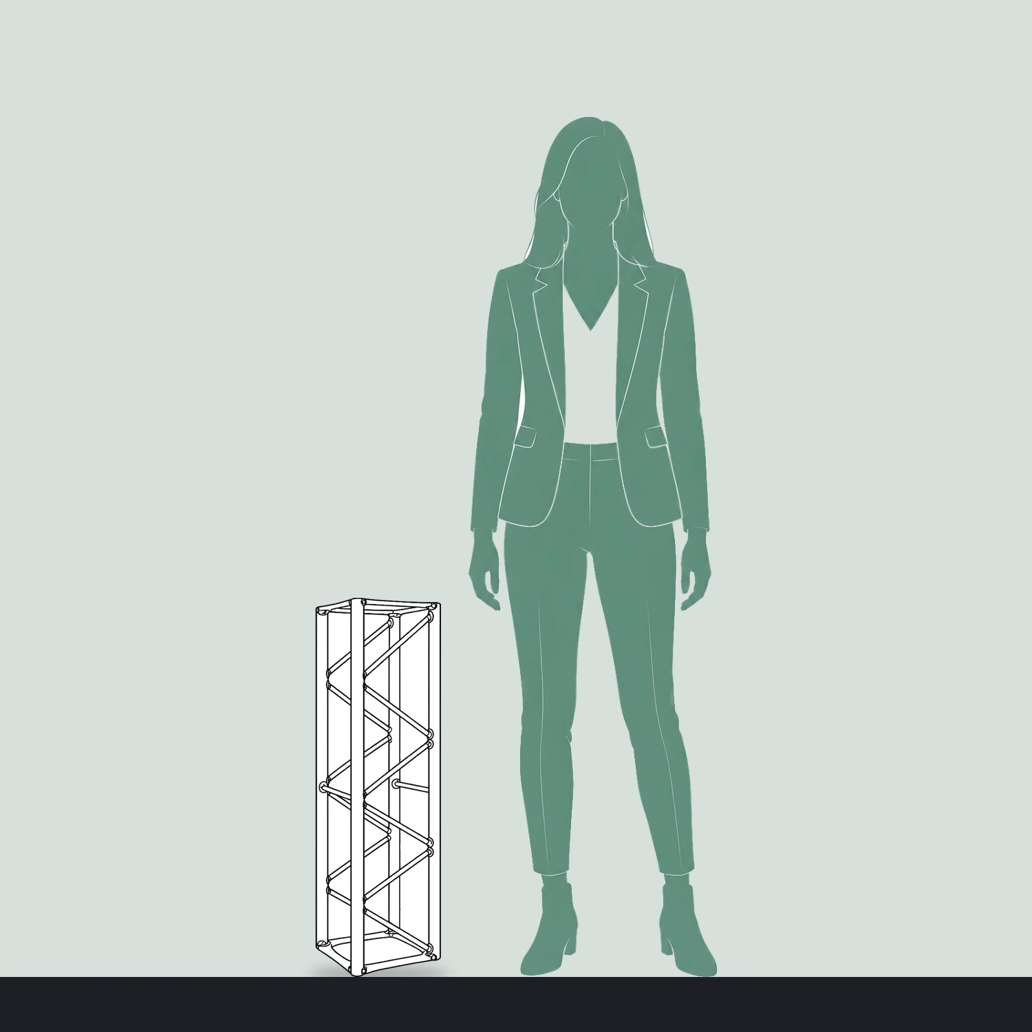 750mm straight truss section size compared with a person