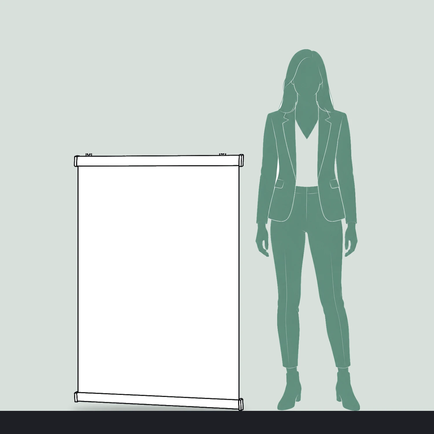 800mm poster hanging rail set size compared with a person