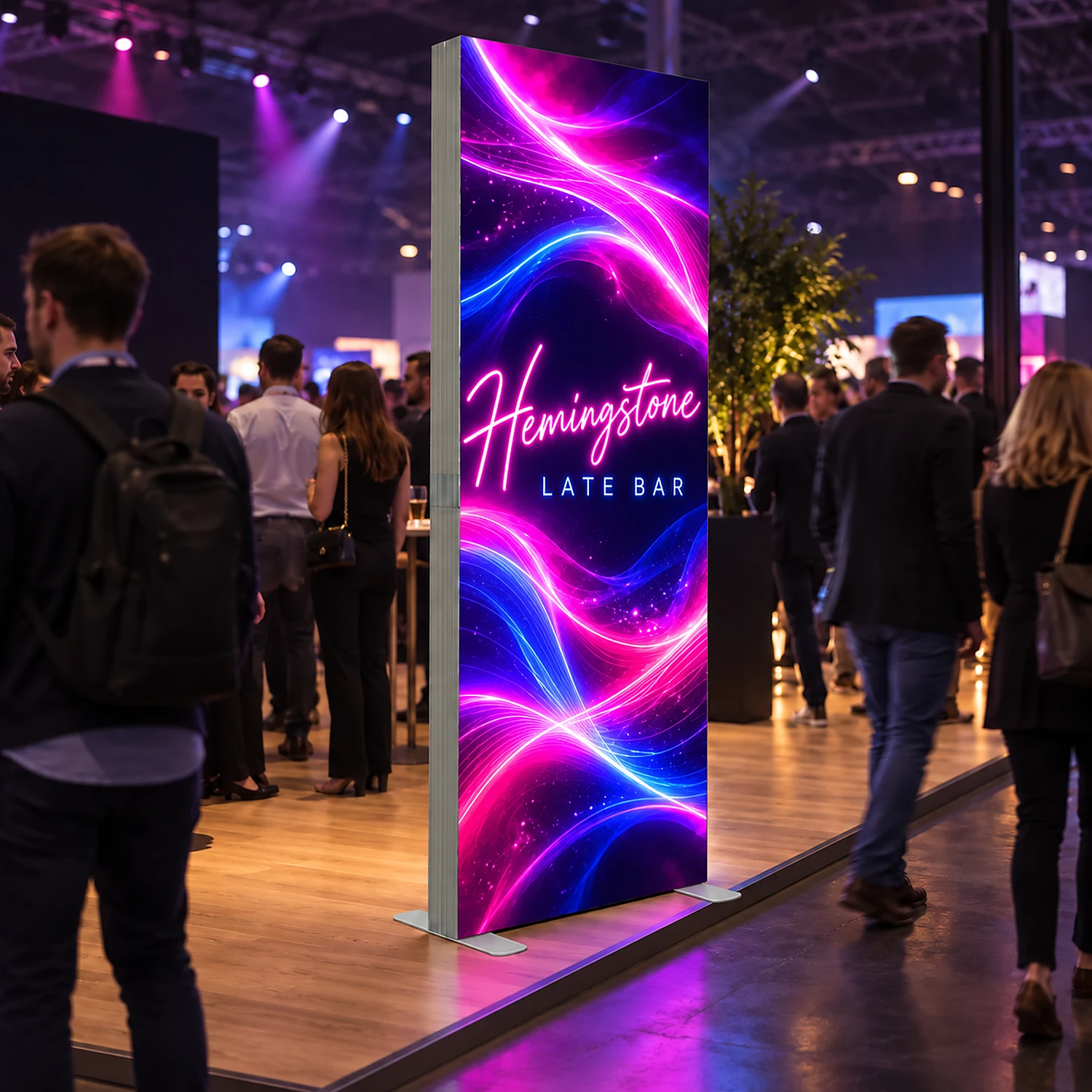 850mm x 2.4m Freestanding LED Lightbox Display - Double-Sided, shown with example artwork