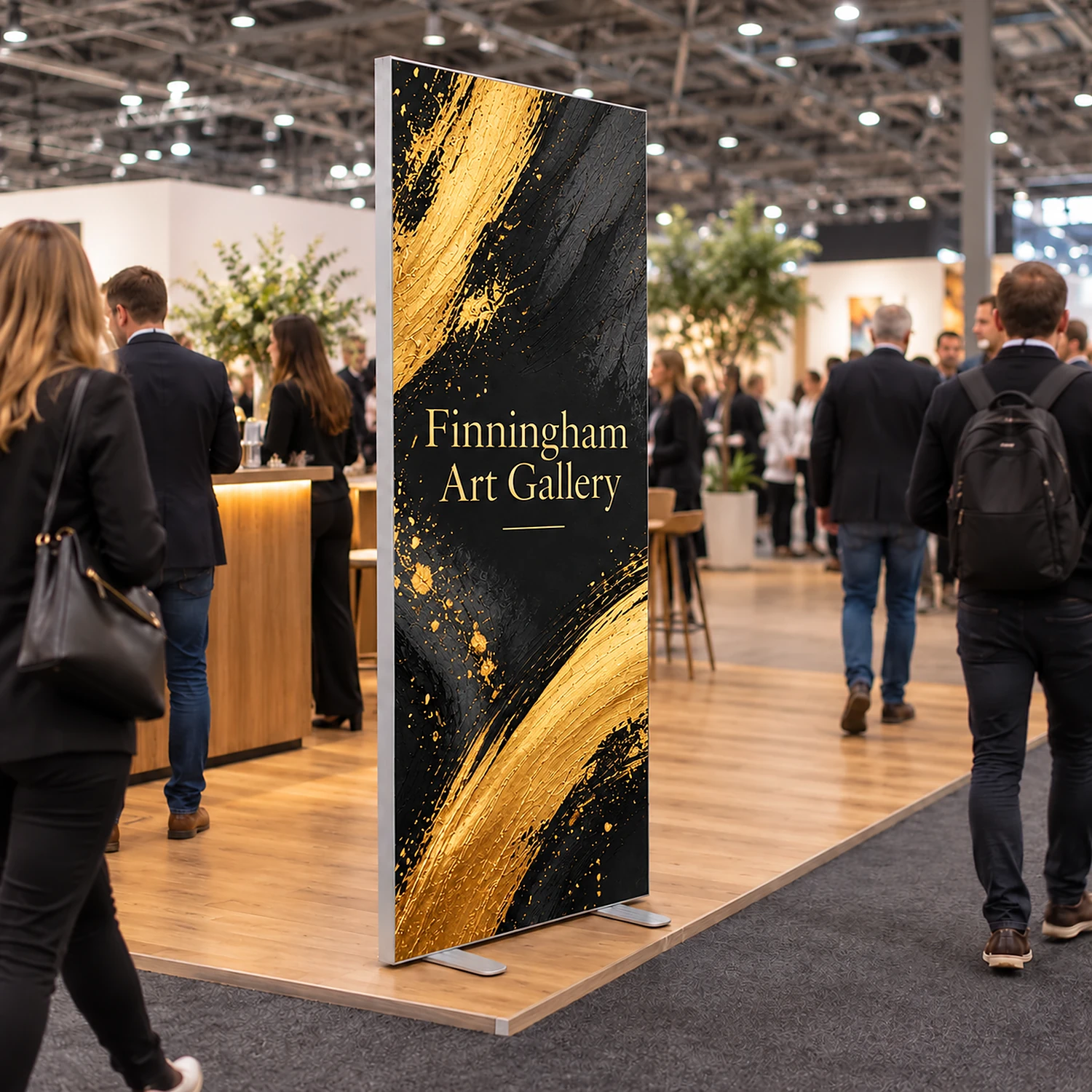 850mm x 2m Freestanding SEG Fabric Display - Double-Sided, shown with example artwork