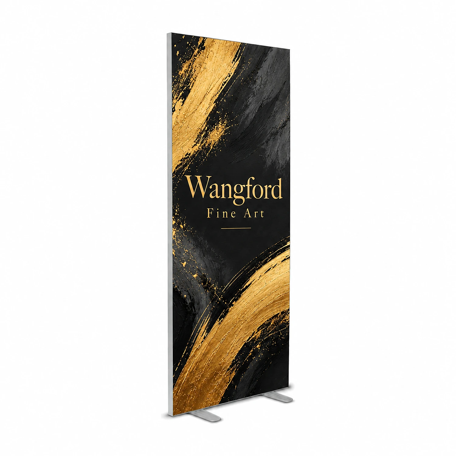 850mm x 2m Freestanding SEG Fabric Display - Double-Sided, shown with example artwork
