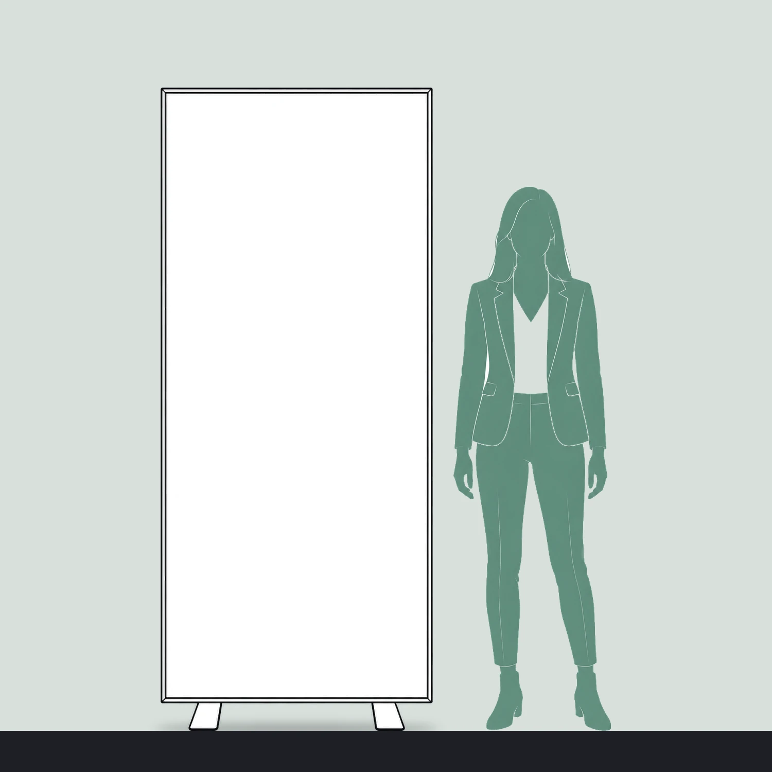 850mm x 2m Illumigo One Portable LED Lightbox size compared with a person