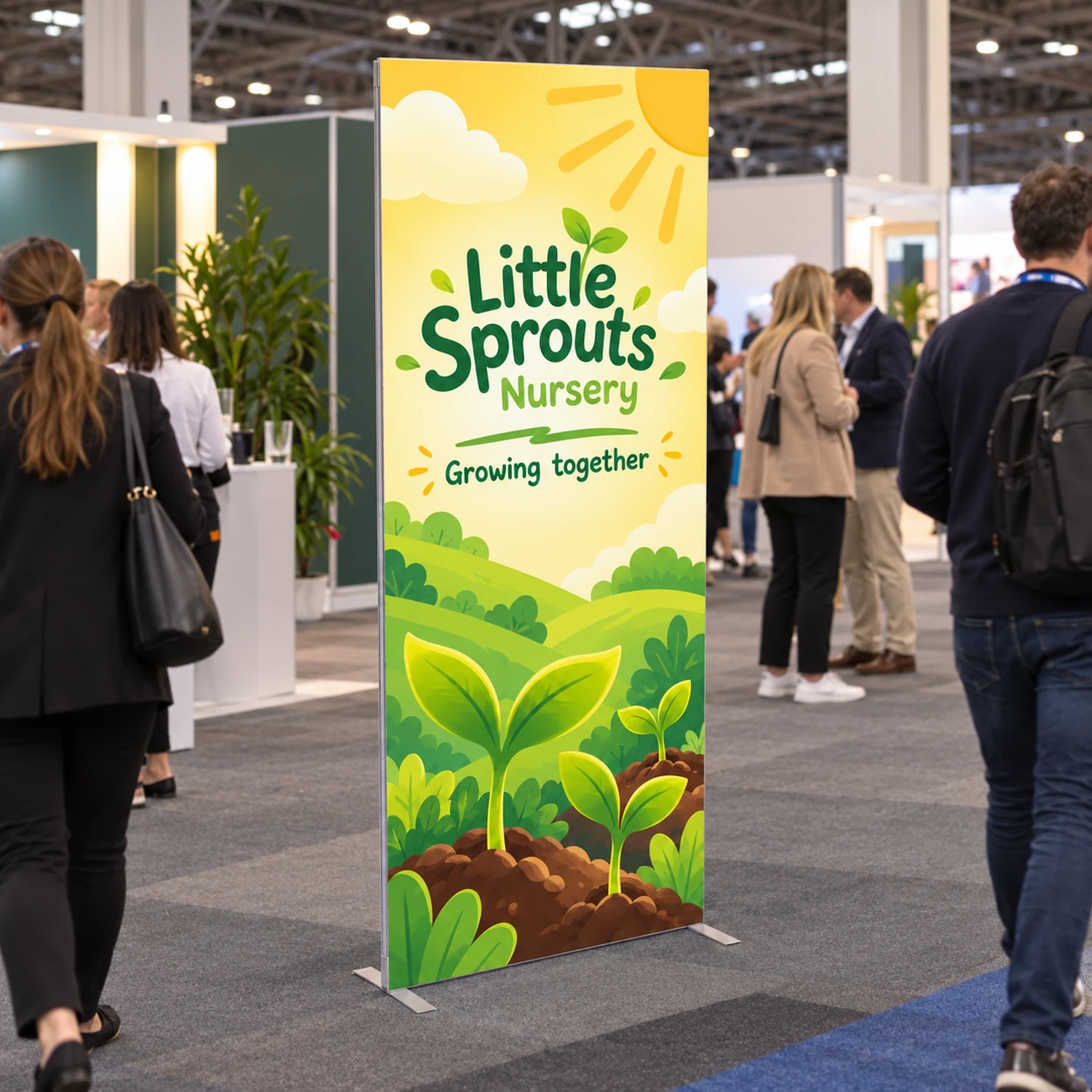 950mm x 2.4m Fastframe SEG Fabric Frame in use at an event