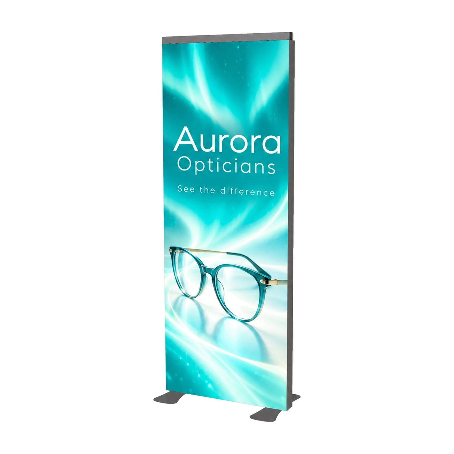 950mm x 2.55m Illuminova Freestanding LED Lightbox Module with example artwork