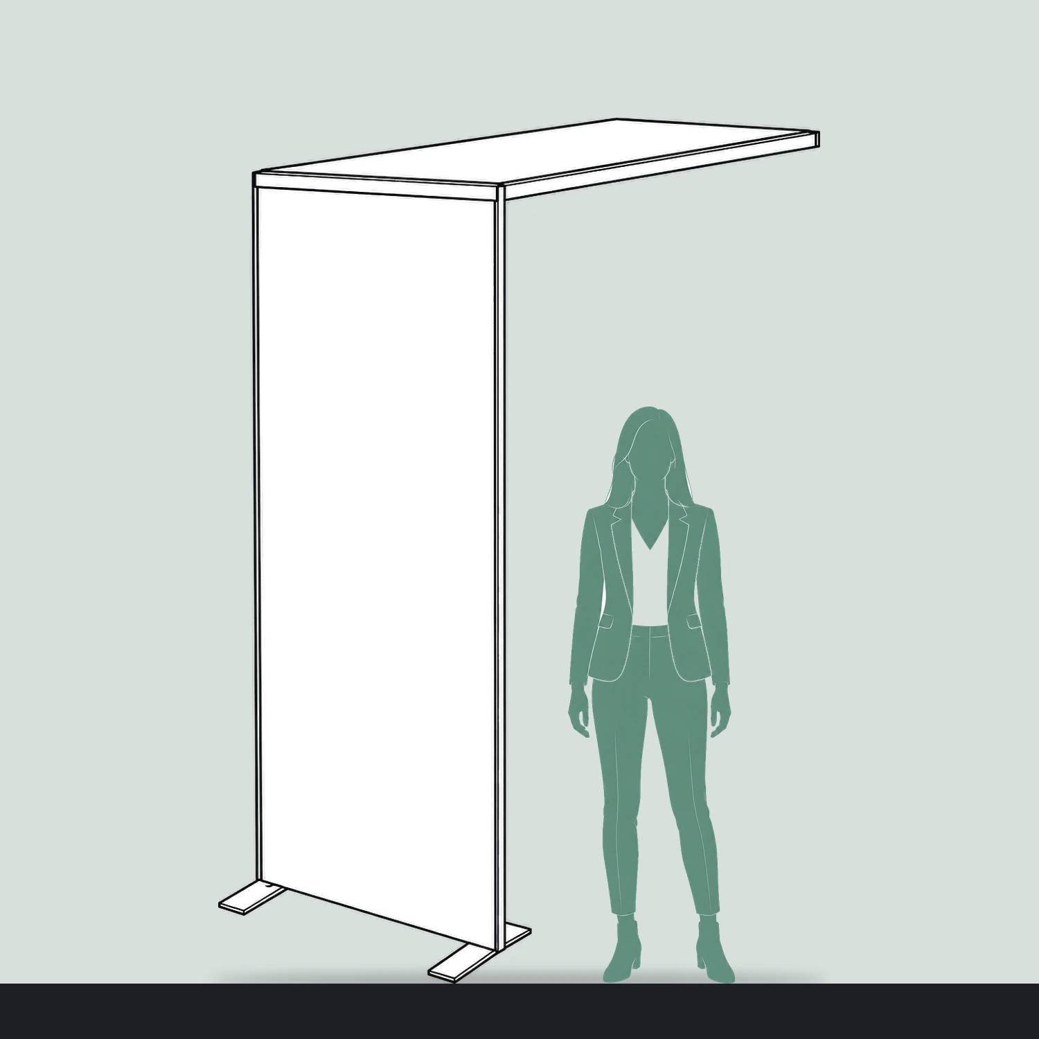 950mm x 2.55m Vector Archway Module size compared with a person
