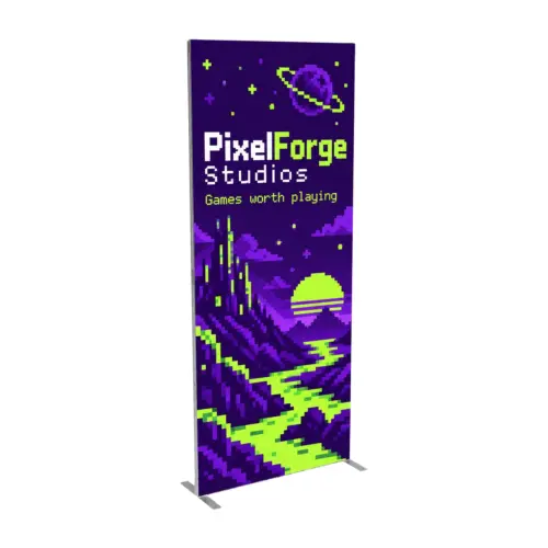 950mm x 2.5m Fastframe SEG Fabric Frame with example artwork