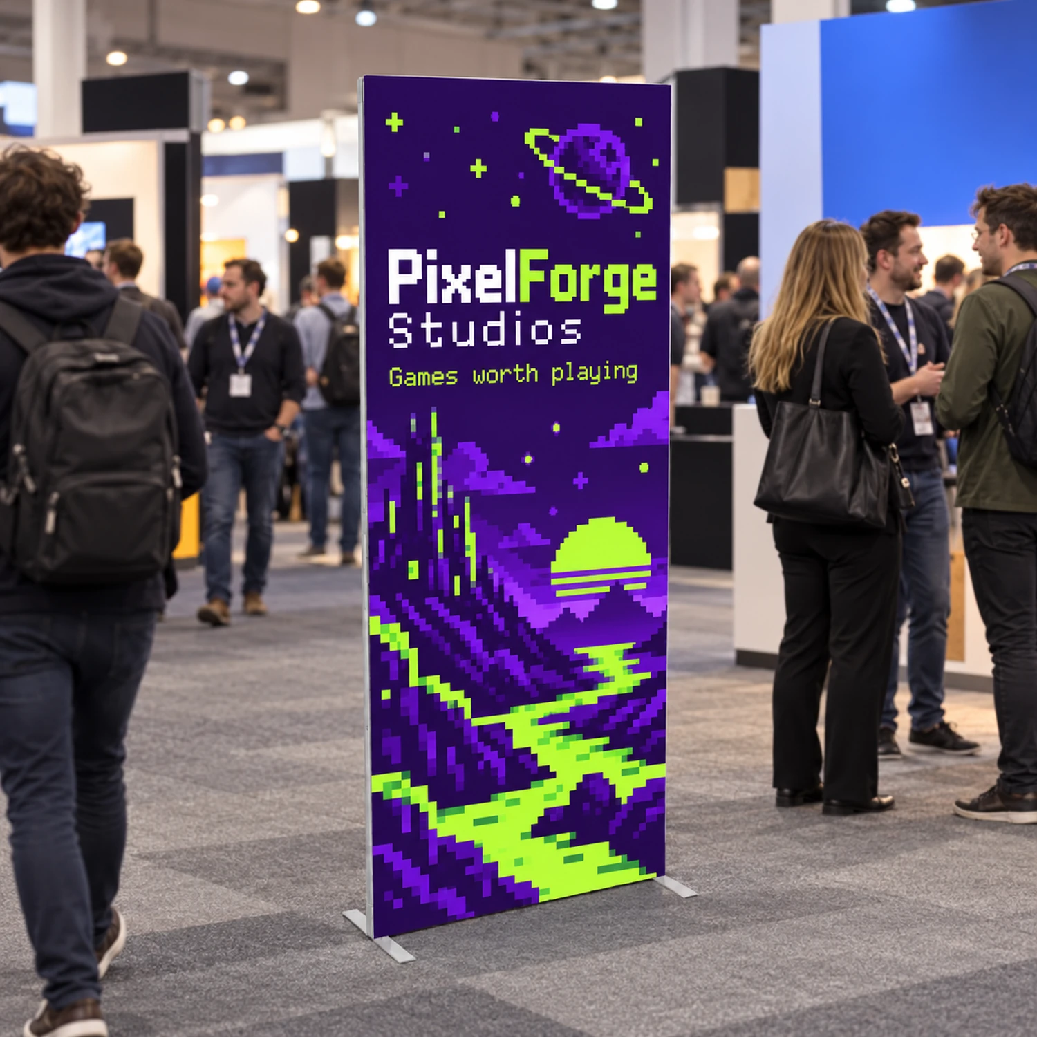 950mm x 2.5m Fastframe SEG Fabric Frame in use at an event