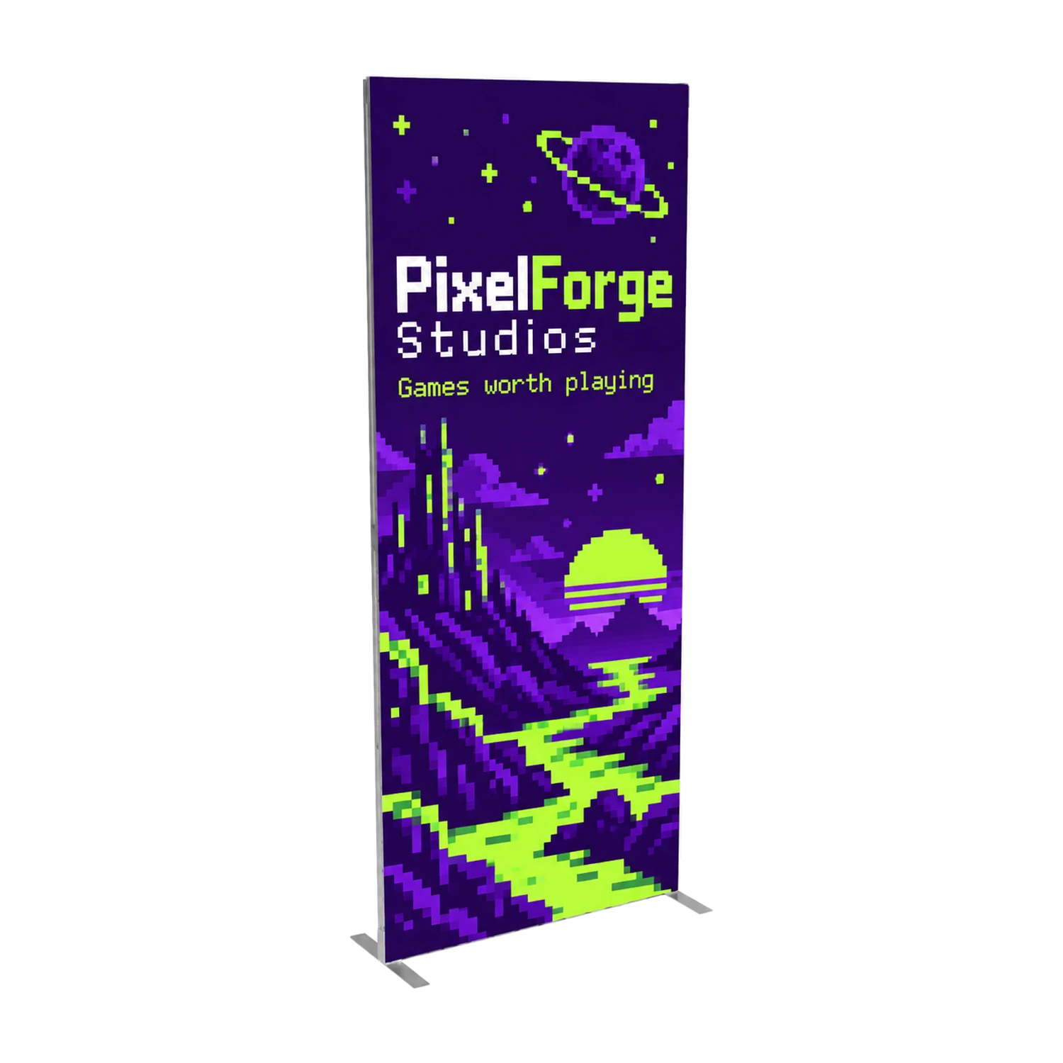 950mm x 2.5m Fastframe SEG Fabric Frame with example artwork