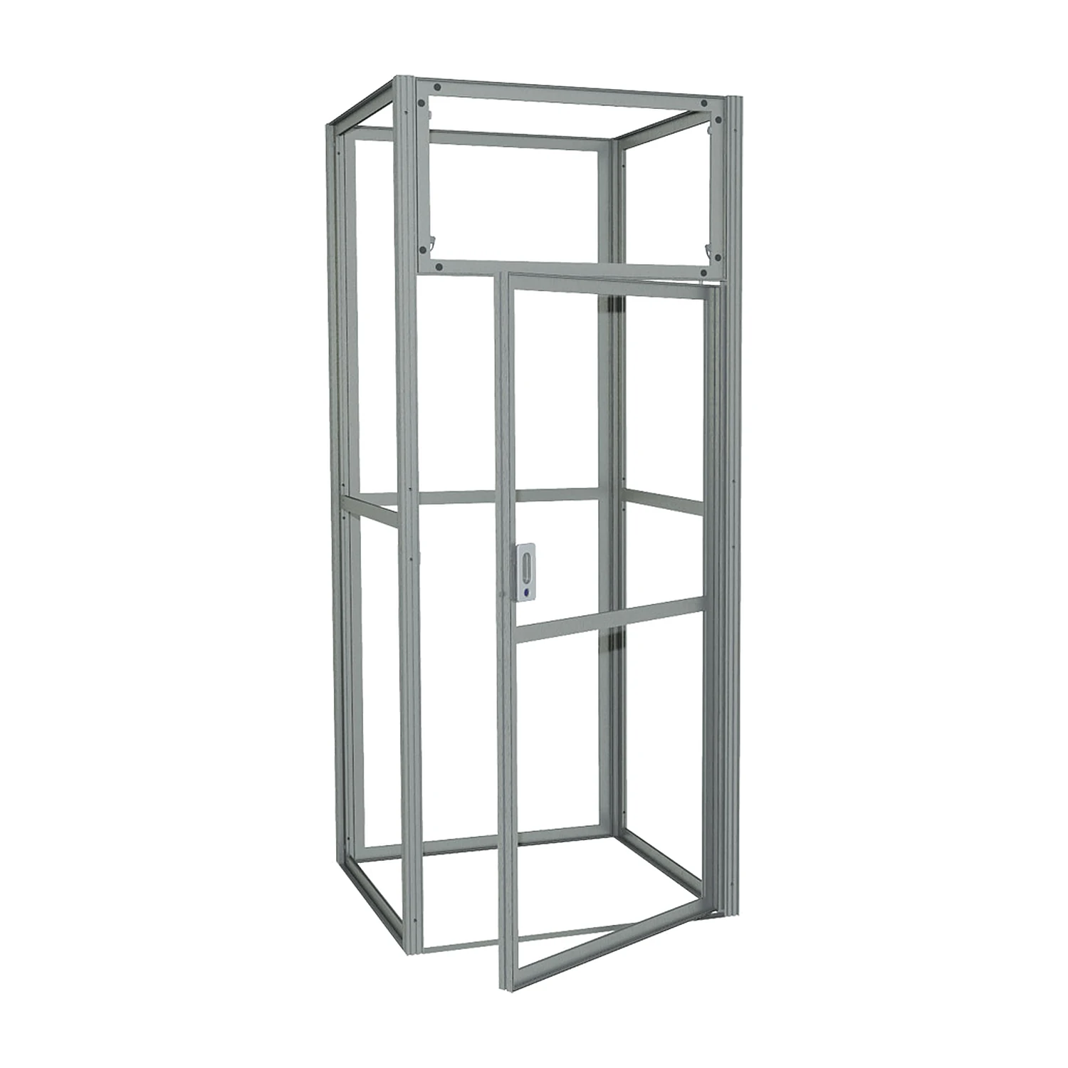 Bare storeroom module frame with lockable door