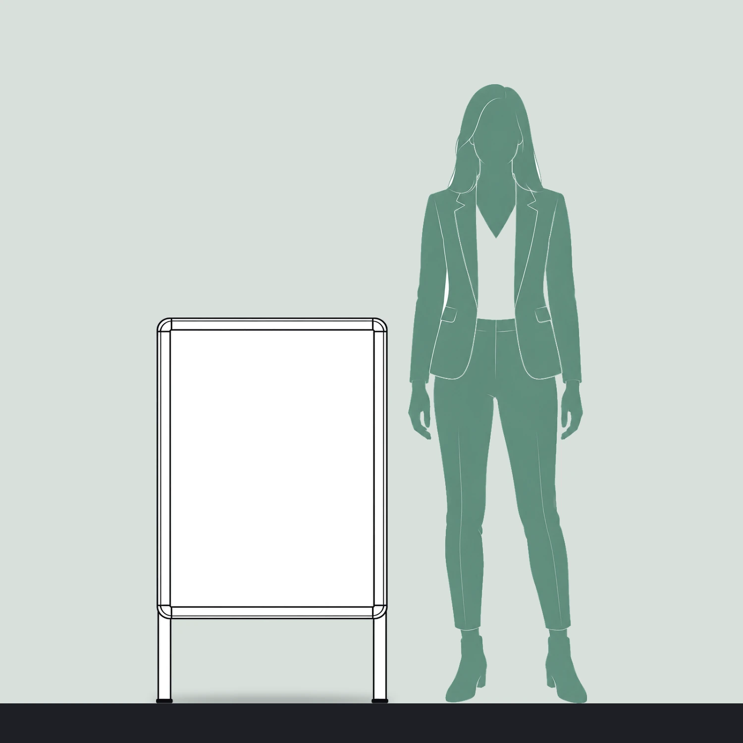 A-Sign A1 A Board Pavement Sign size compared with a person