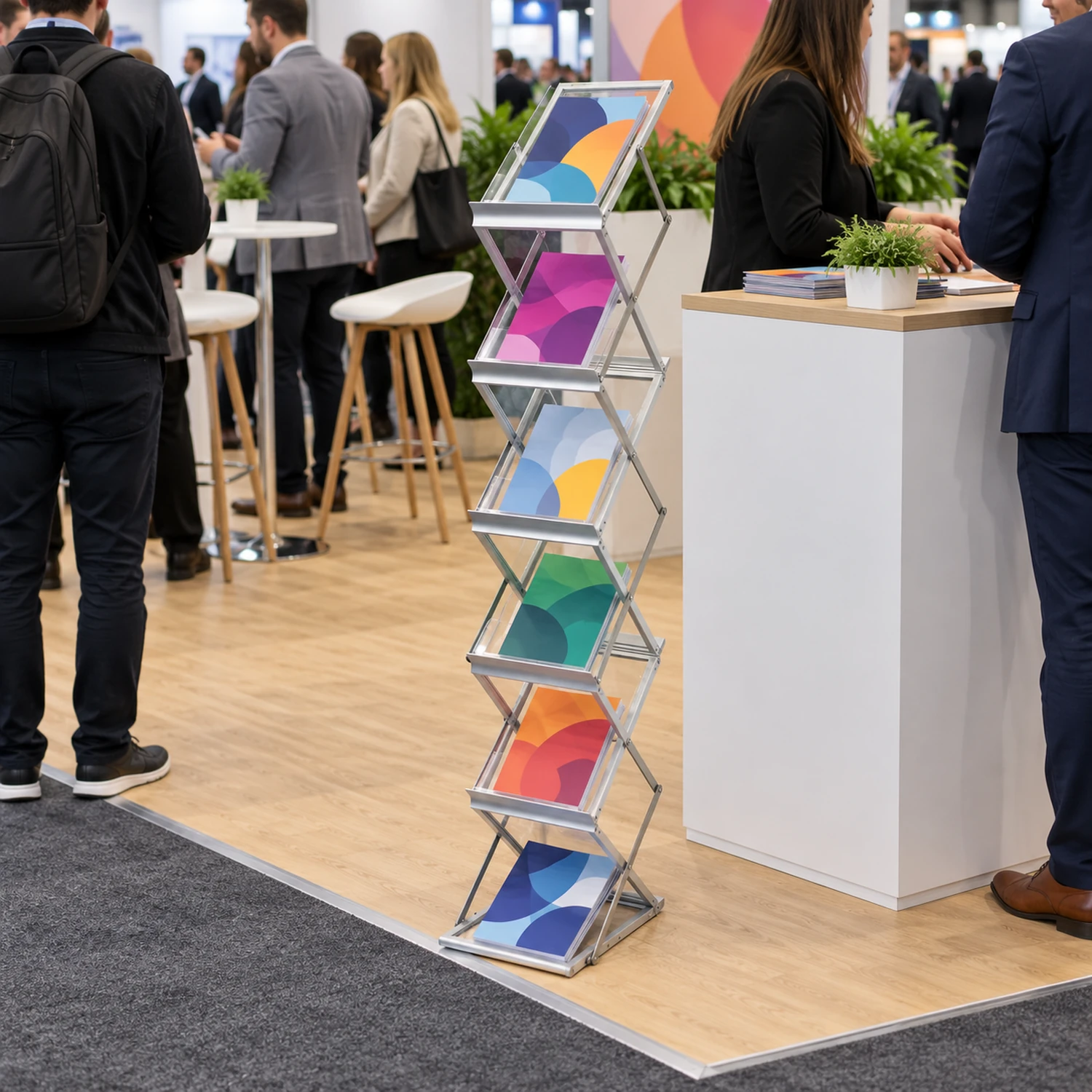 A4 Literature Stand in use at an event