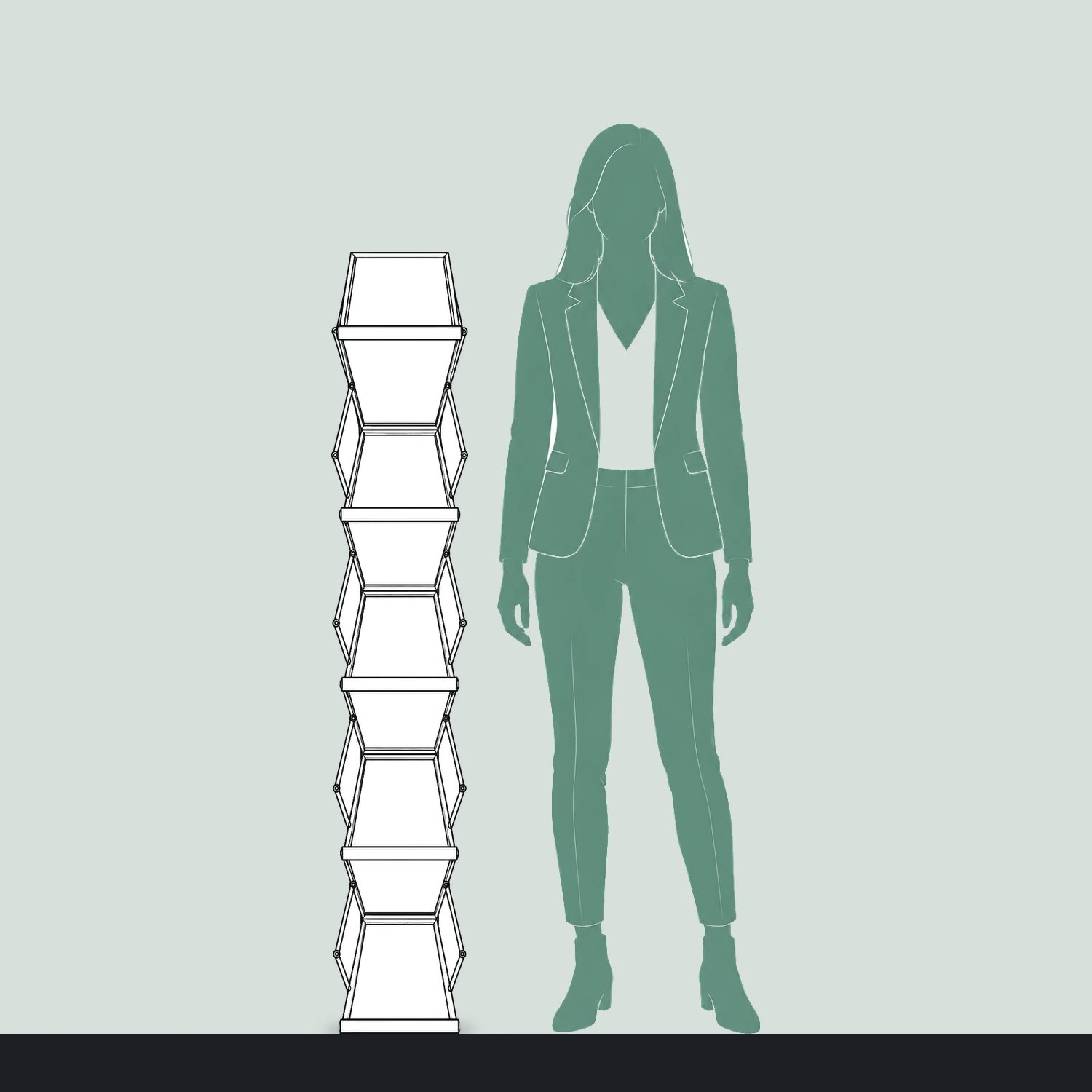 A4 Literature Stand size compared with a person
