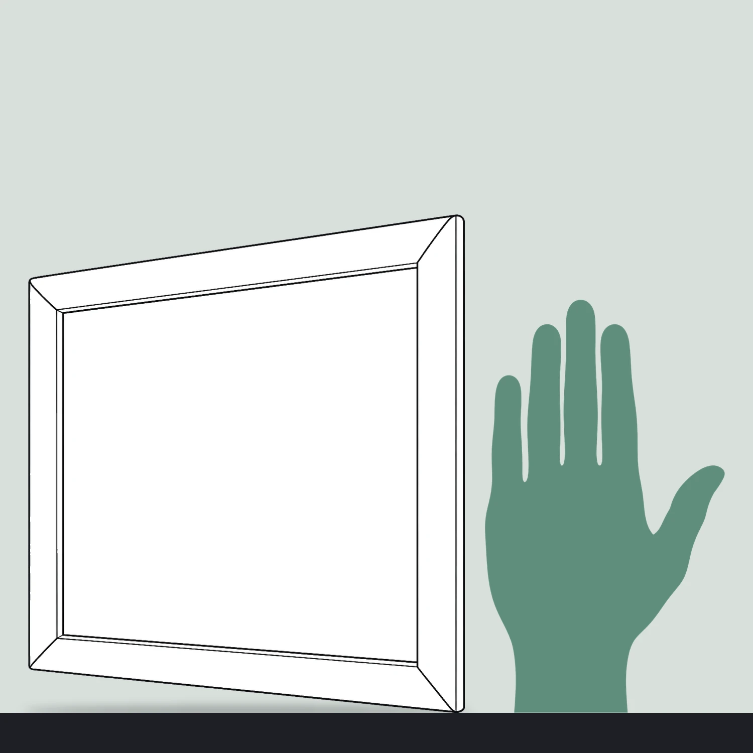 A4 snap frame size compared with a hand