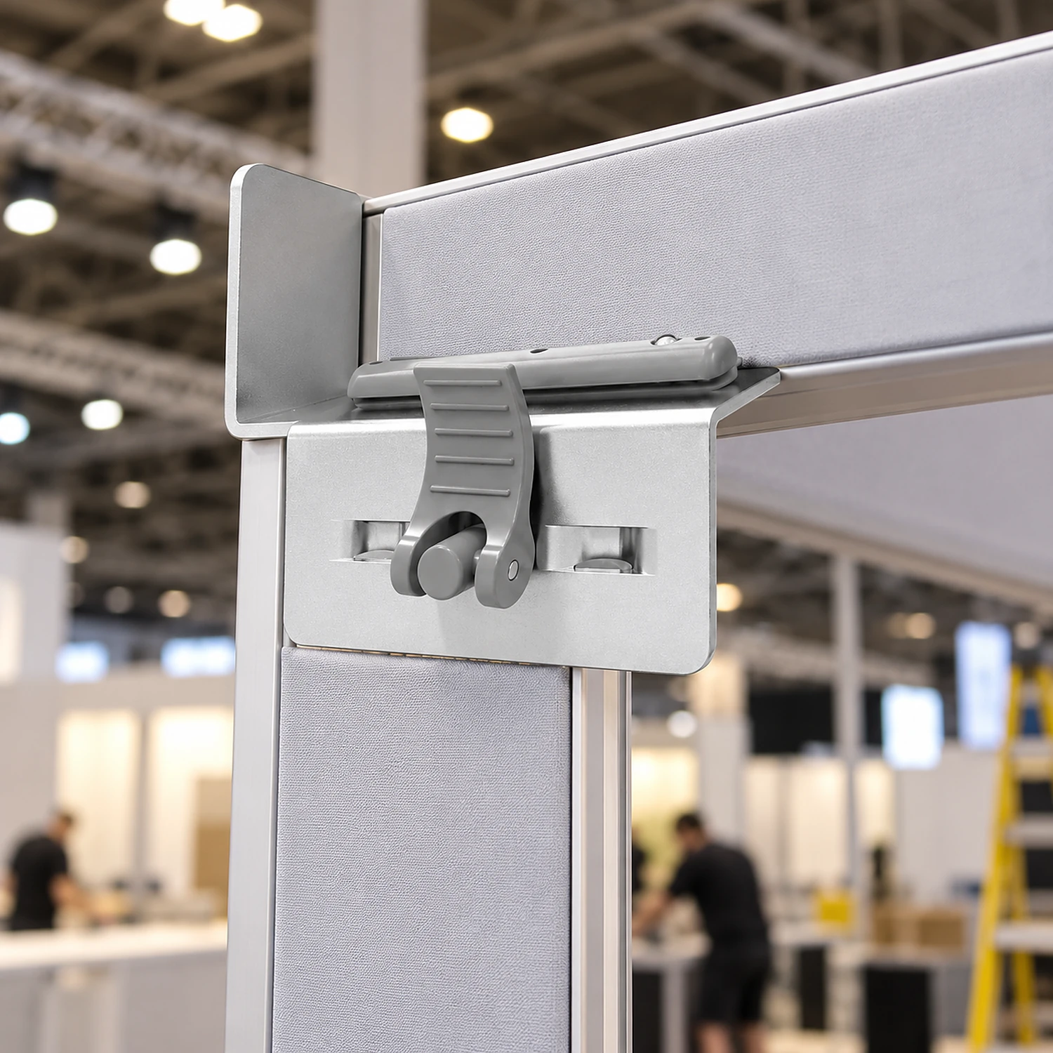 Arch bracket joining a header frame to an upright frame