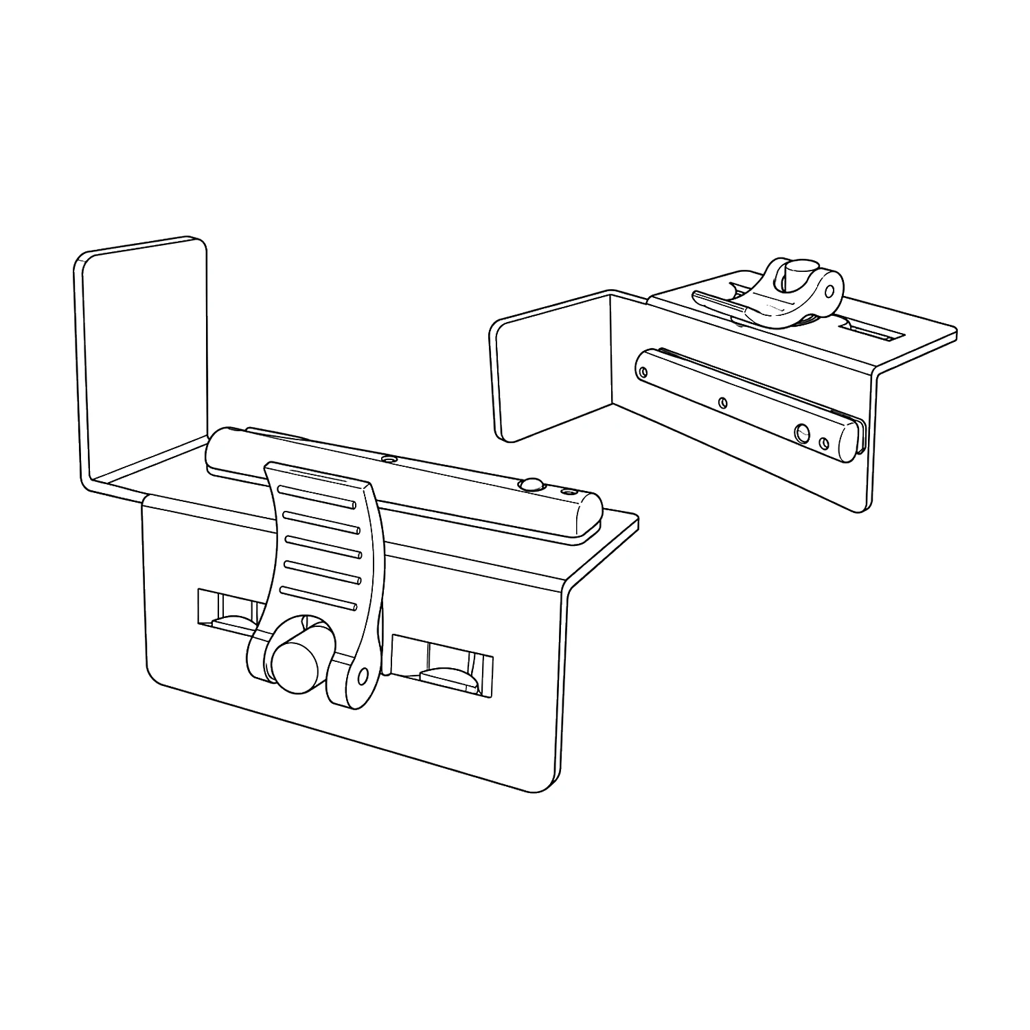 Line drawing of two arch connector brackets