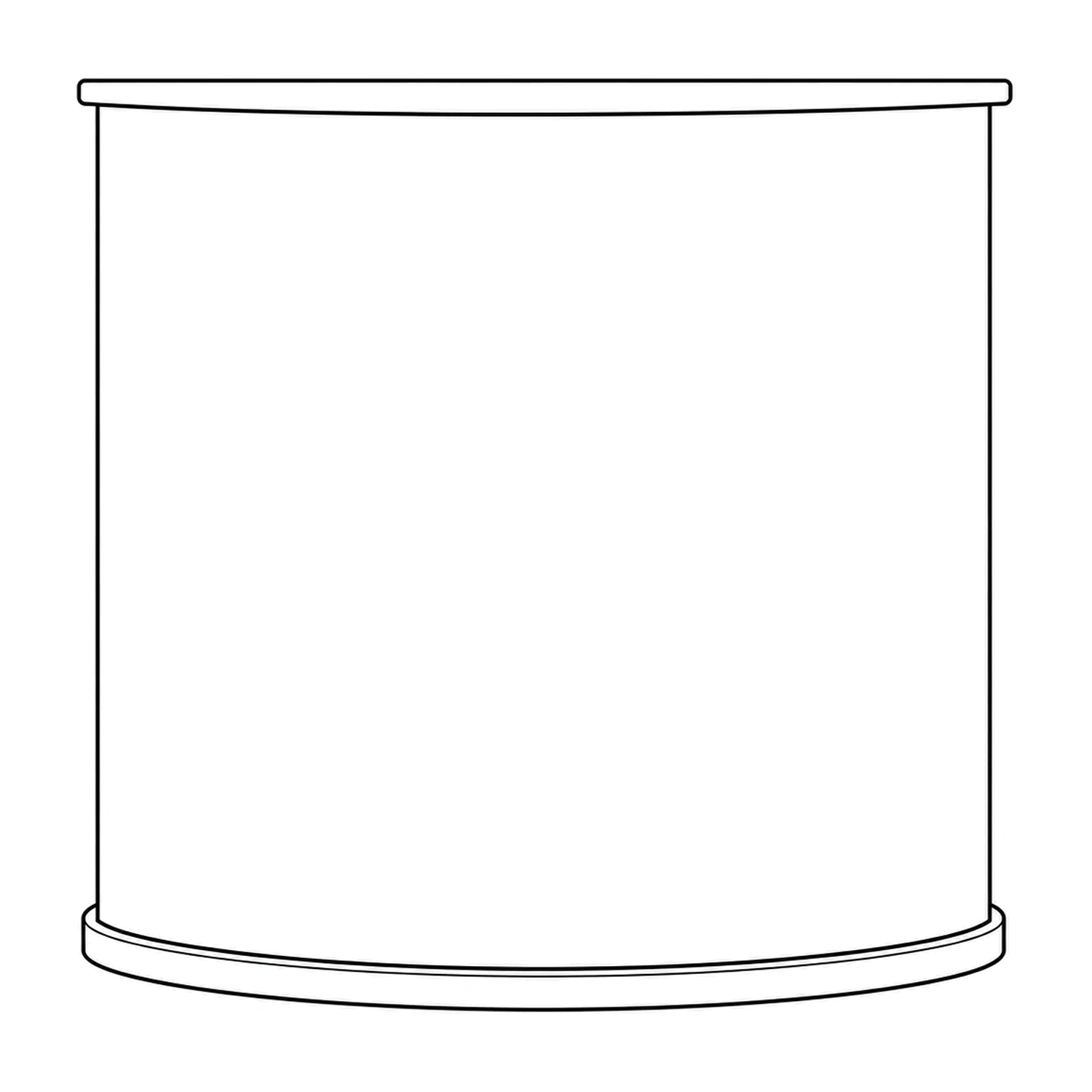 Basics Curved Promotional Counter, Black and White line drawing