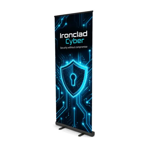 Black Wasp Roller Banner 850mm Wide with example artwork