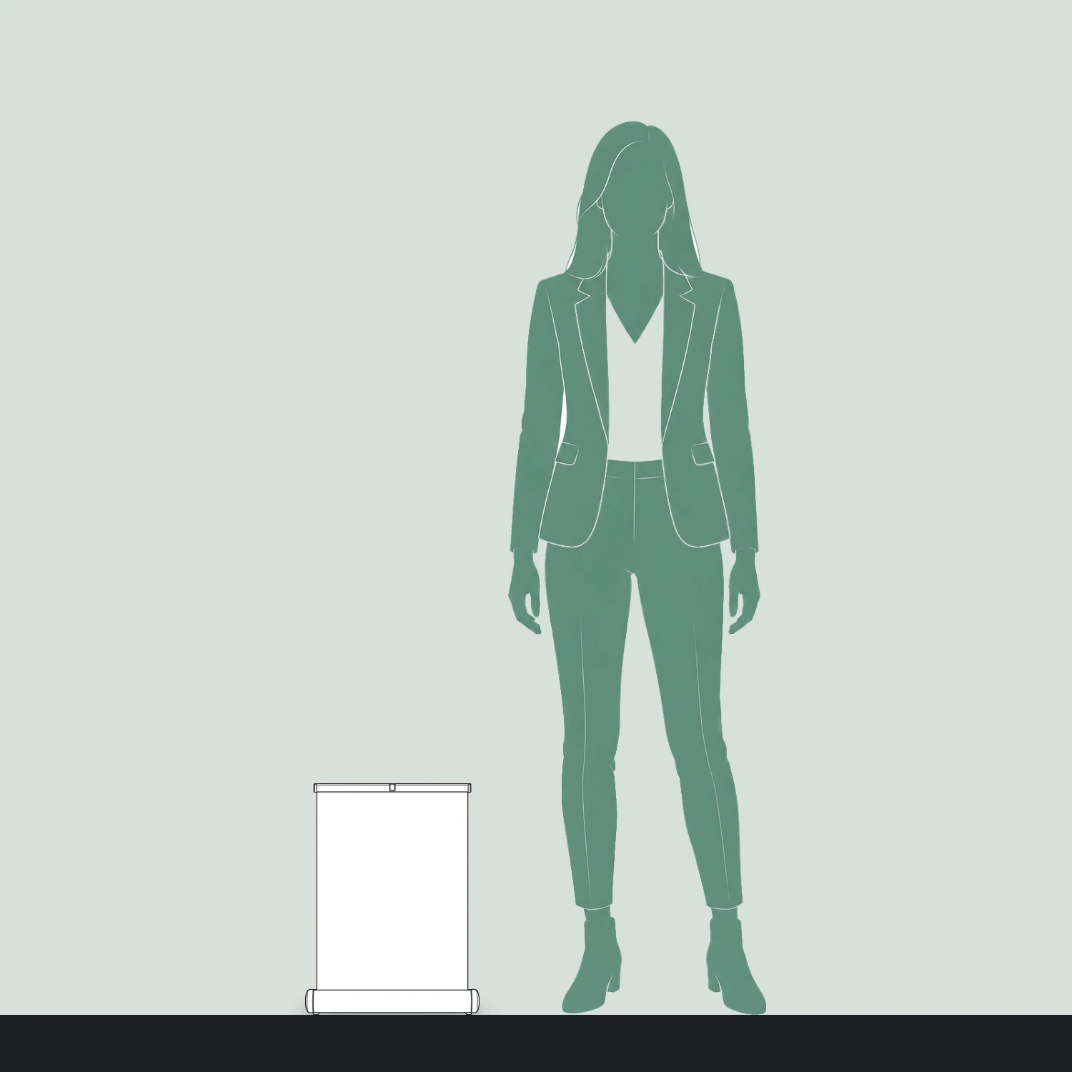 Breeze Desktop Roller Banner A3 size compared with a person