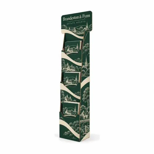 Cardboard Literature Dispenser - Single-Sided, shown with example artwork