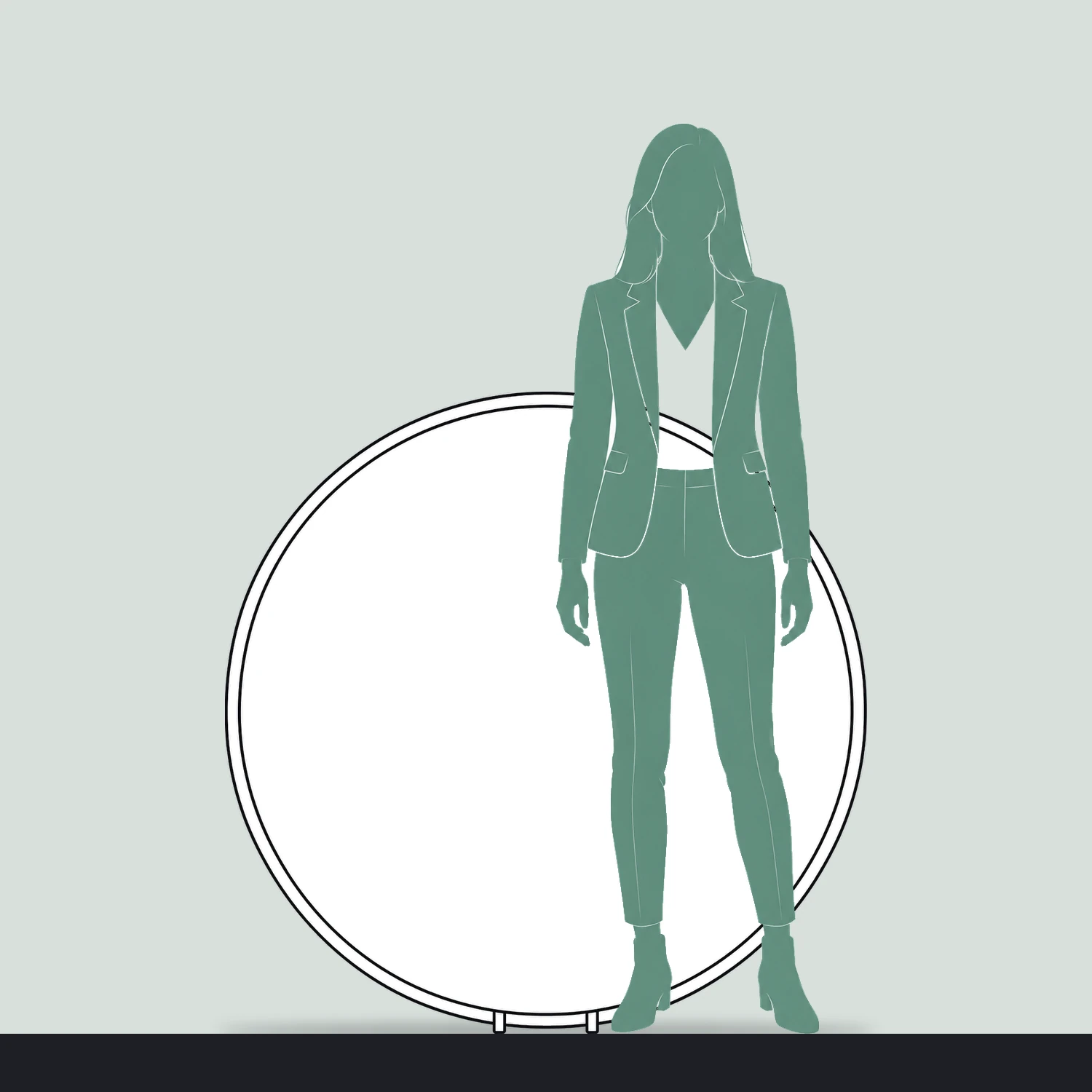 Circular Pop Out Banner 1.2m Diameter, Flag Fabric size compared with a person