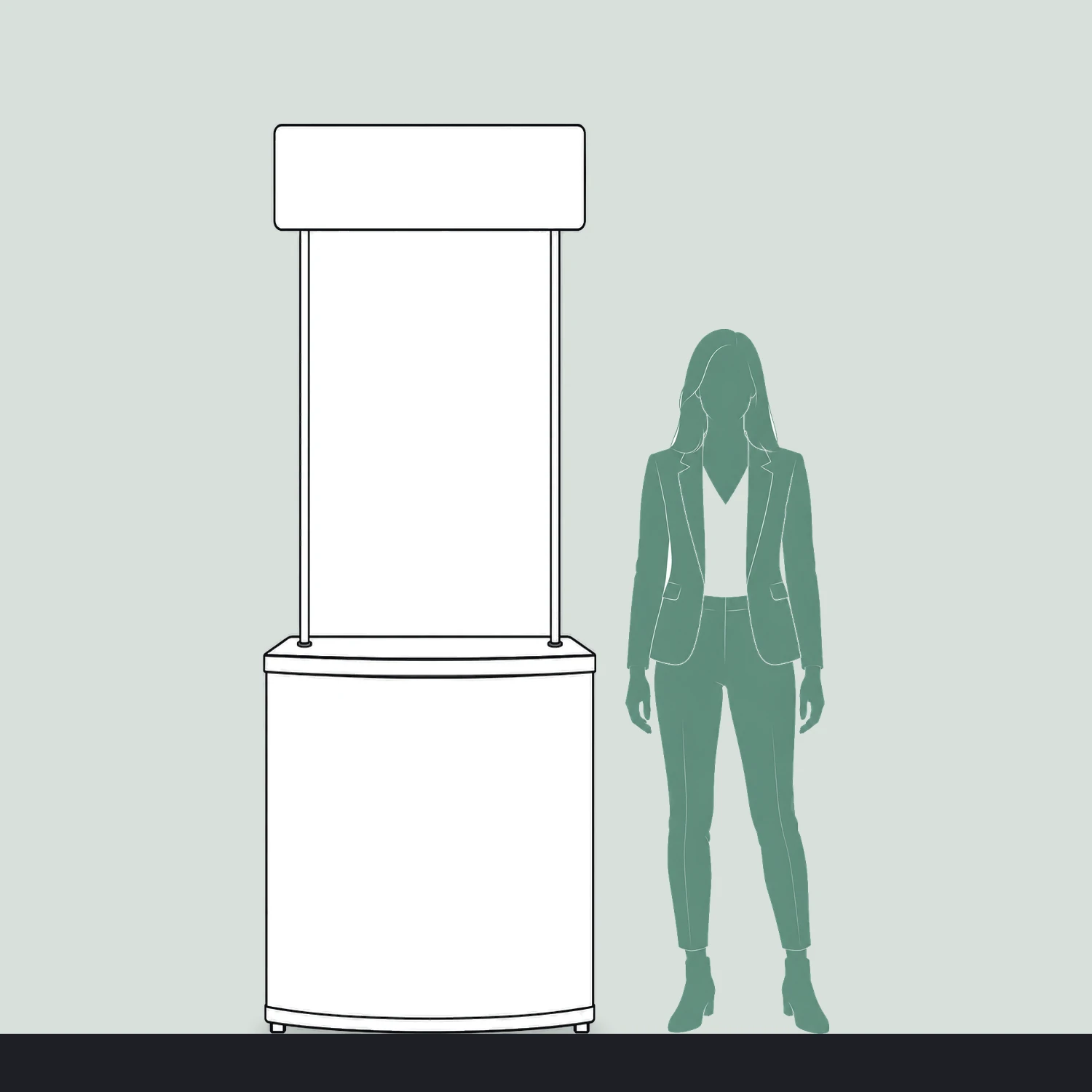 Counta Promotional Demo Counter with Header size compared with a person