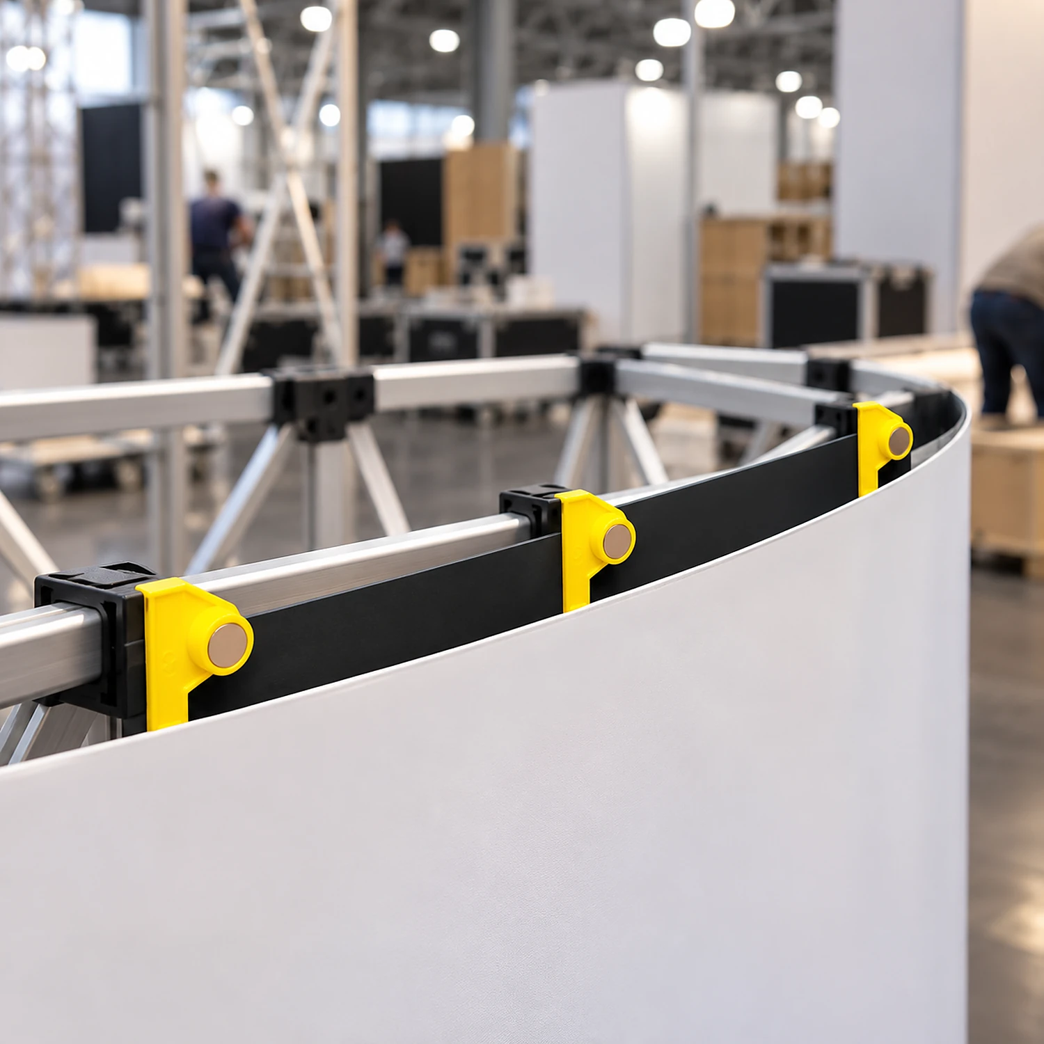 Hanger strip along the top of a pop up counter graphic