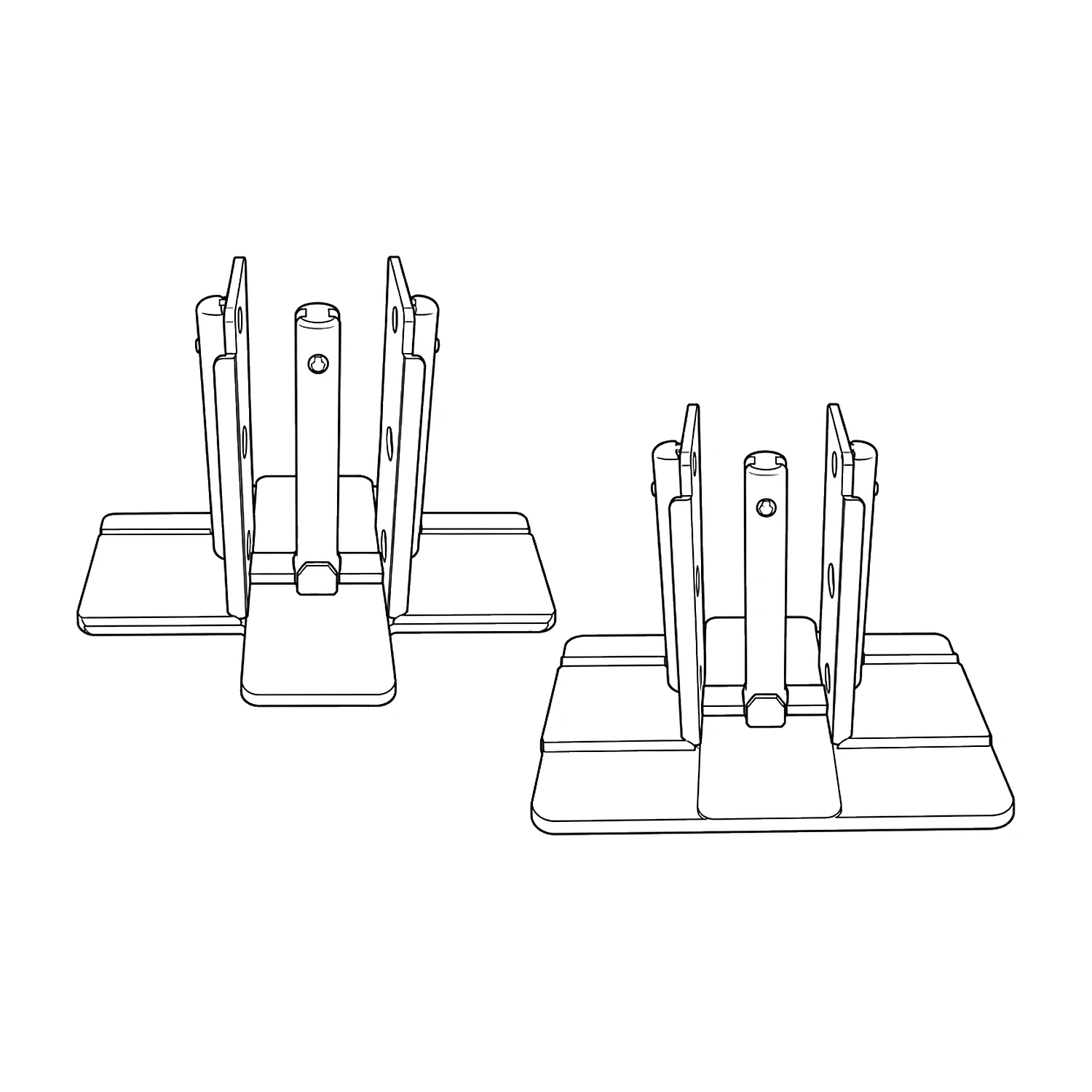 Line drawing of the cross connector top and bottom pieces