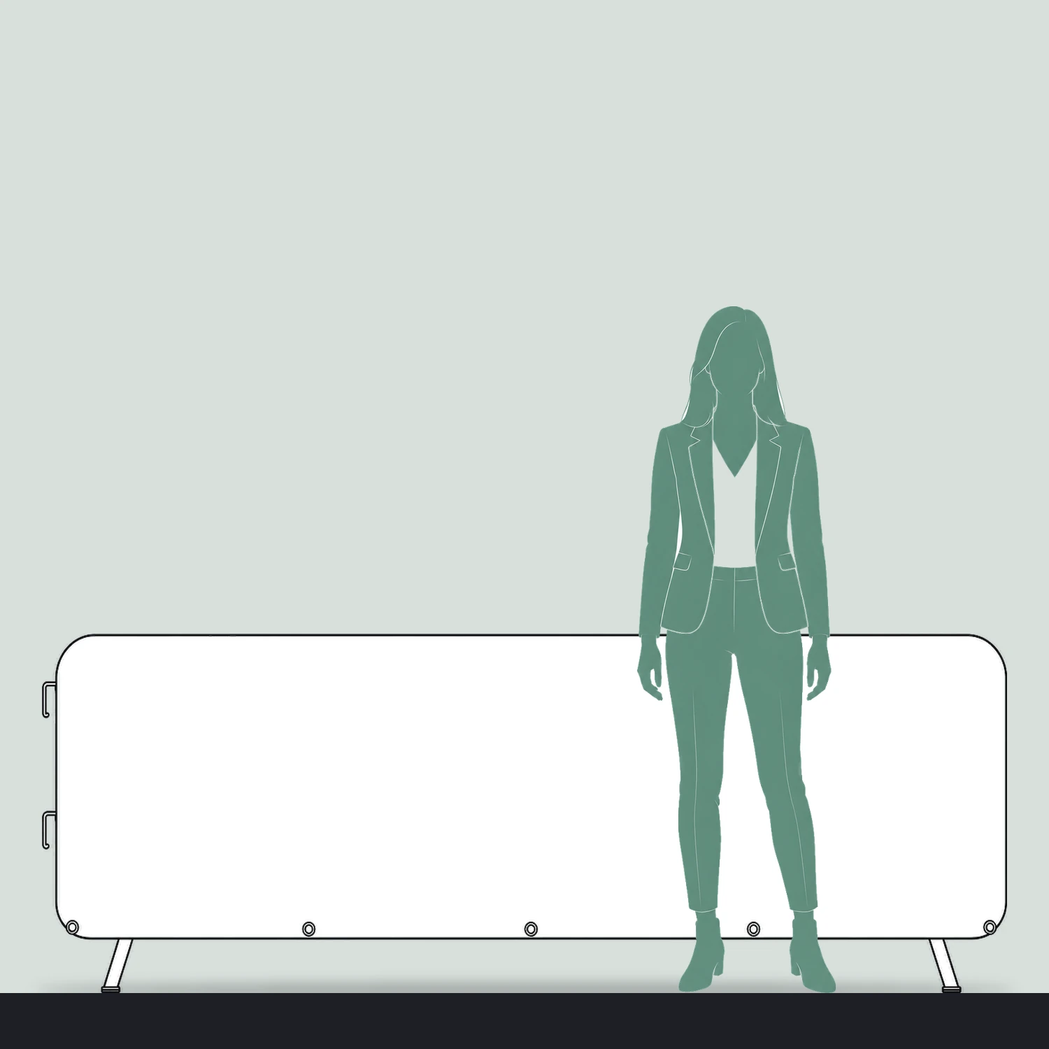 Crowd Barrier AirMesh Fabric Jacket for 2.5m Barriers size compared with a person