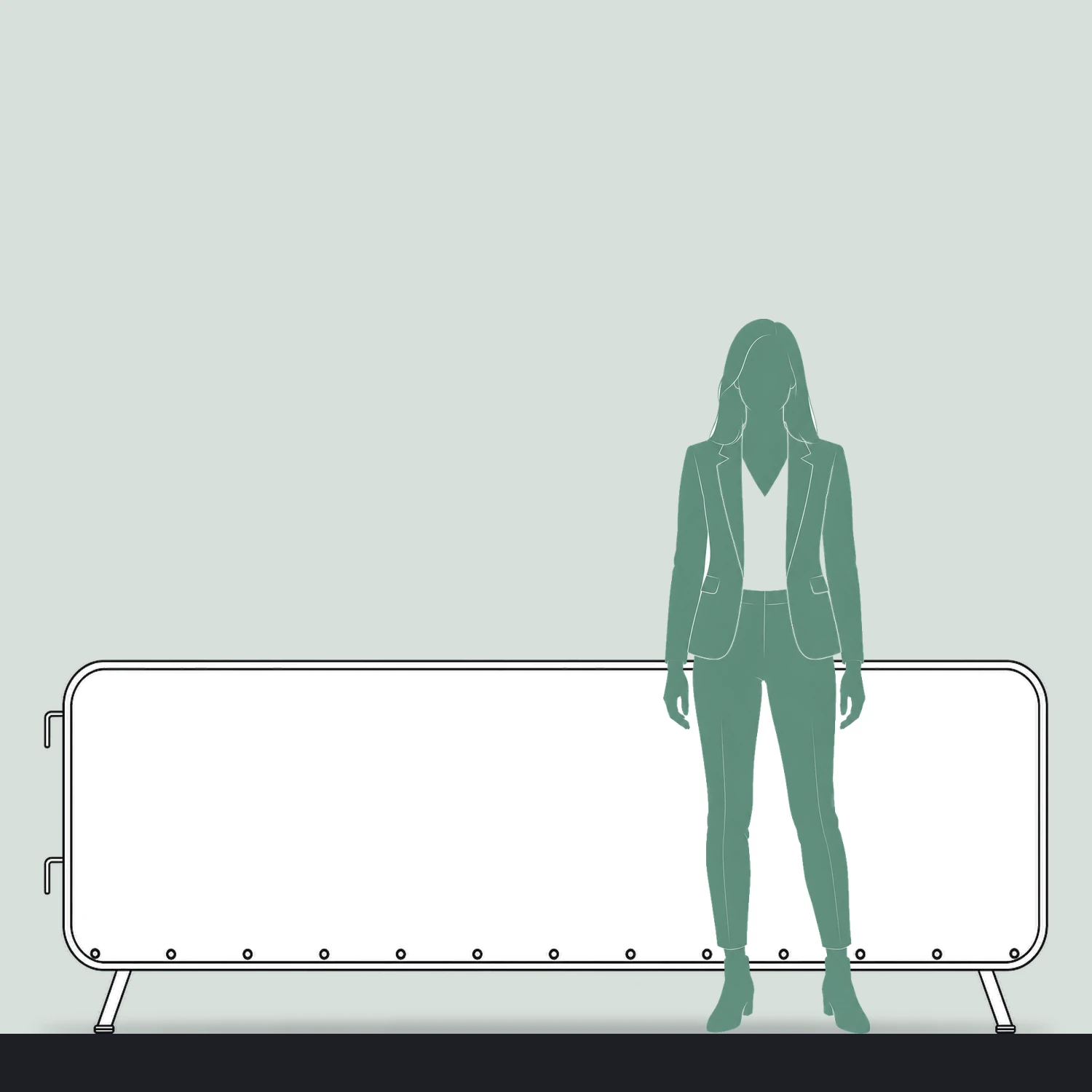 Crowd Barrier AirMesh Fabric Jacket for 2.5m Barriers size compared with a person