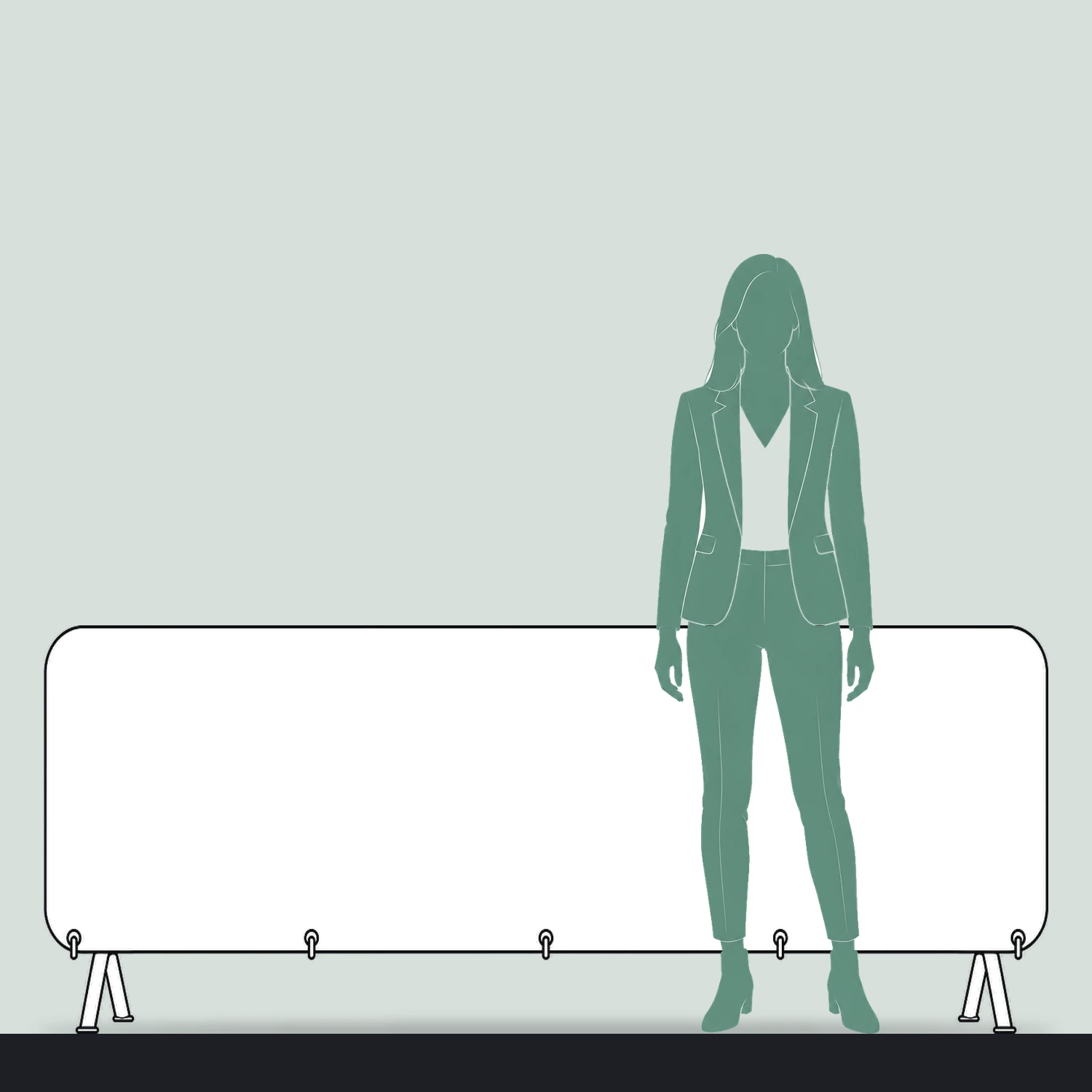 Crowd Barrier Stretch Polyester Fabric Jacket for 2.3m Barriers size compared with a person
