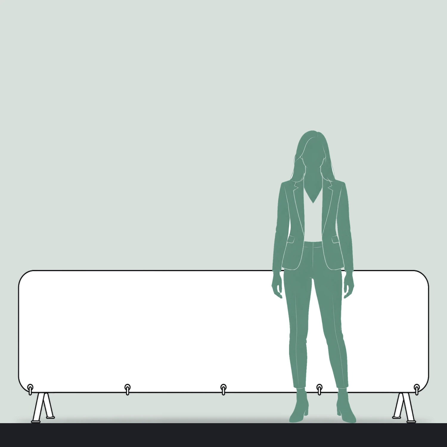 Crowd Barrier Stretch Polyester Fabric Jacket for 2.5m Barriers size compared with a person