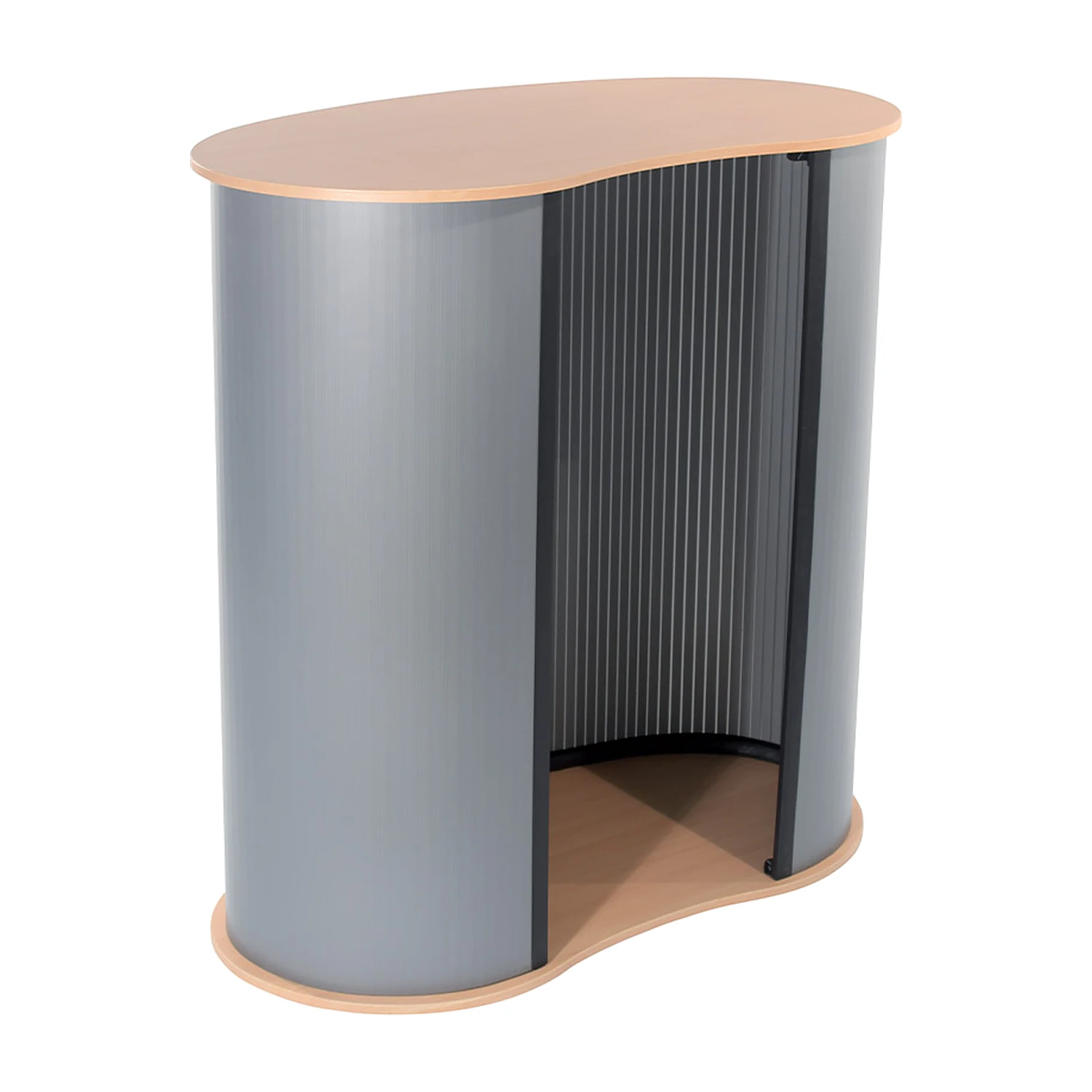 Counter rear view showing the open back and beech top and base