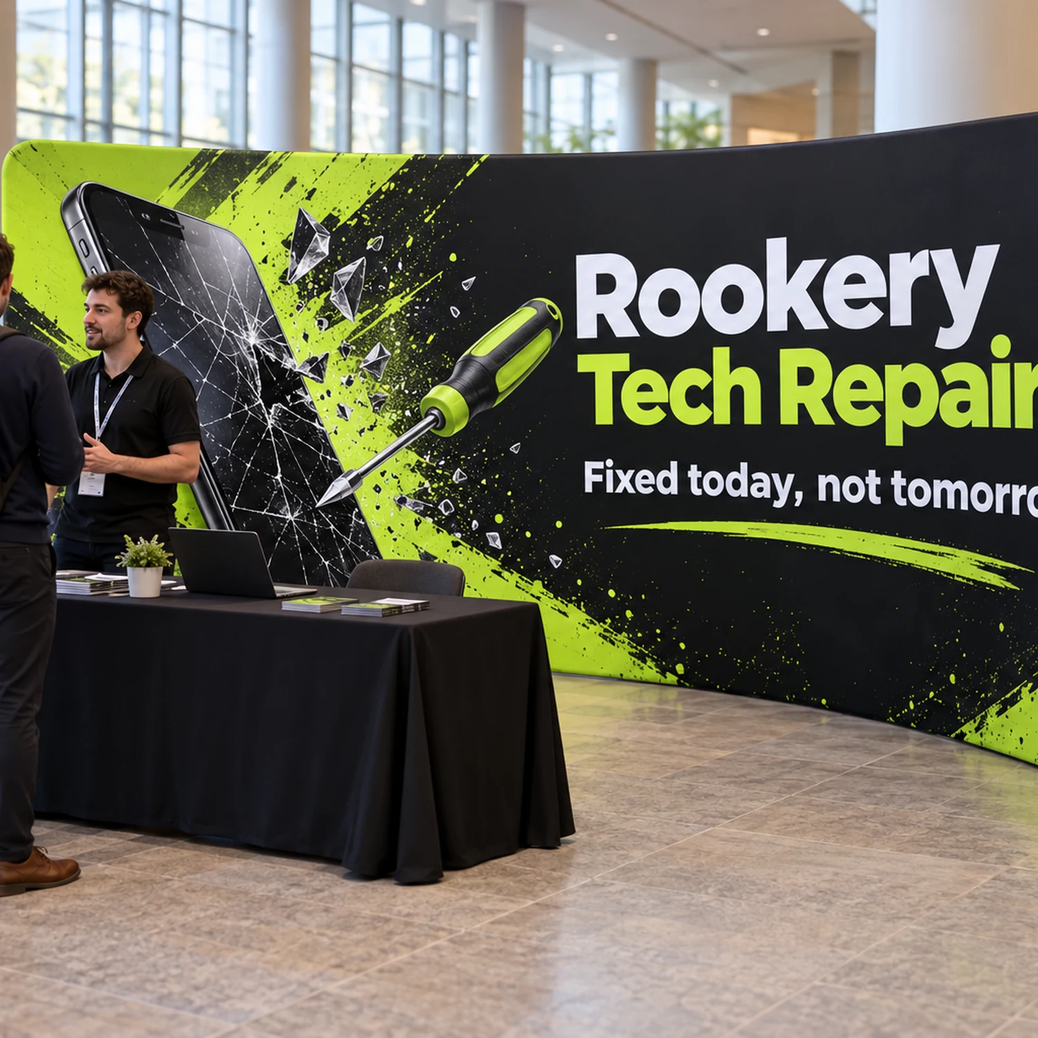 Curved Stretch Fabric Display Wall at an event