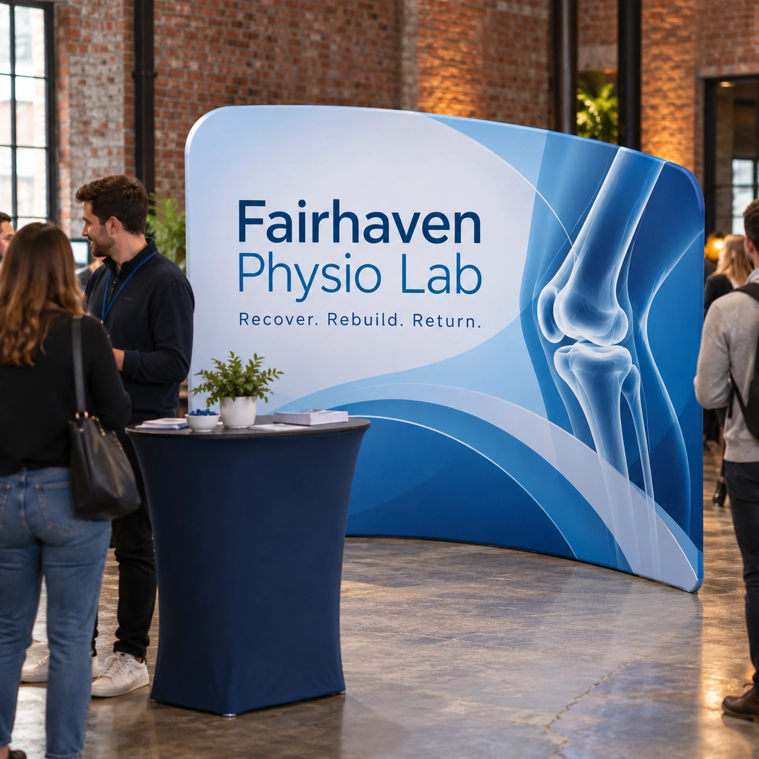 Curved Stretch Fabric Display Wall at an event