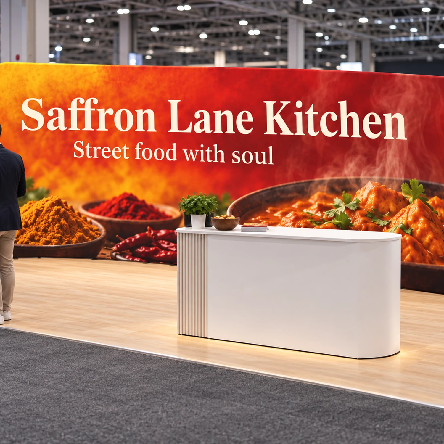 Curved Stretch Fabric Display Wall in use at an event