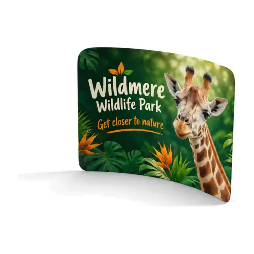 Curved Stretch Fabric Display Wall with example artwork