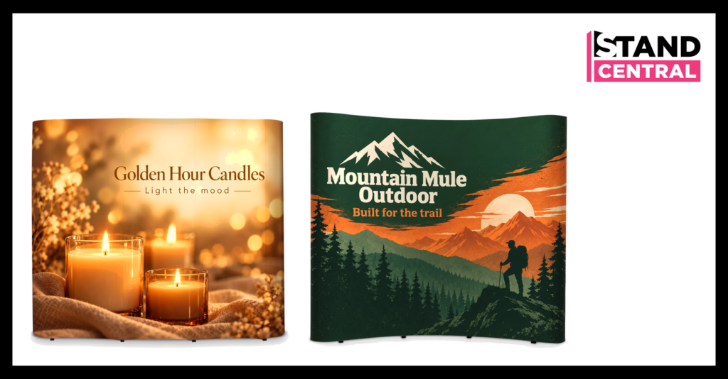 Curved vs straight pop up stand, which pop up display shape suits you