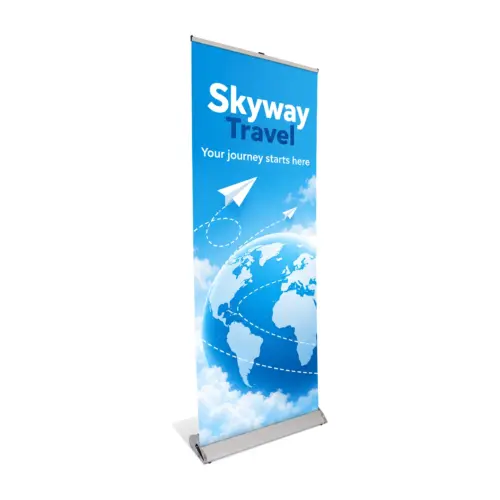 Delta Lite Roller Banner 850mm Wide with example artwork