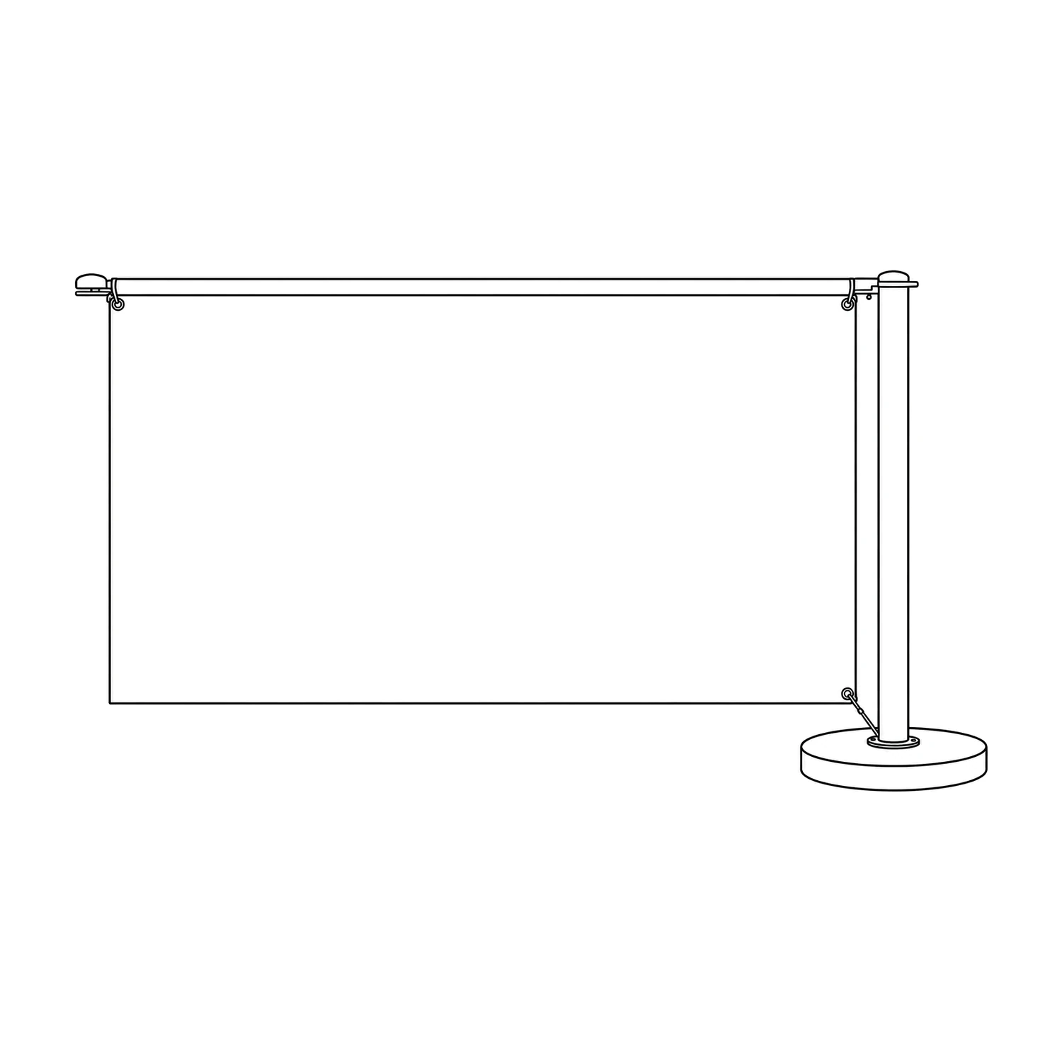 Economy Cafe Barrier Extension Kit with Fabric Banner line drawing