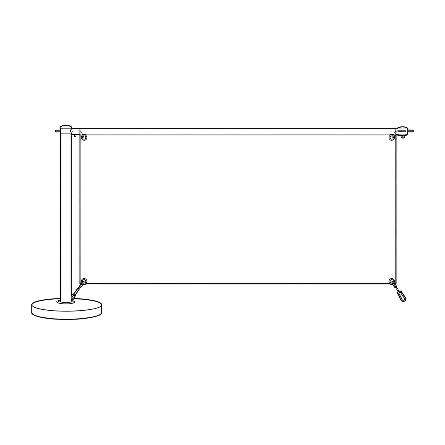 Economy Cafe Barrier Extension Kit with Fabric Banner line drawing