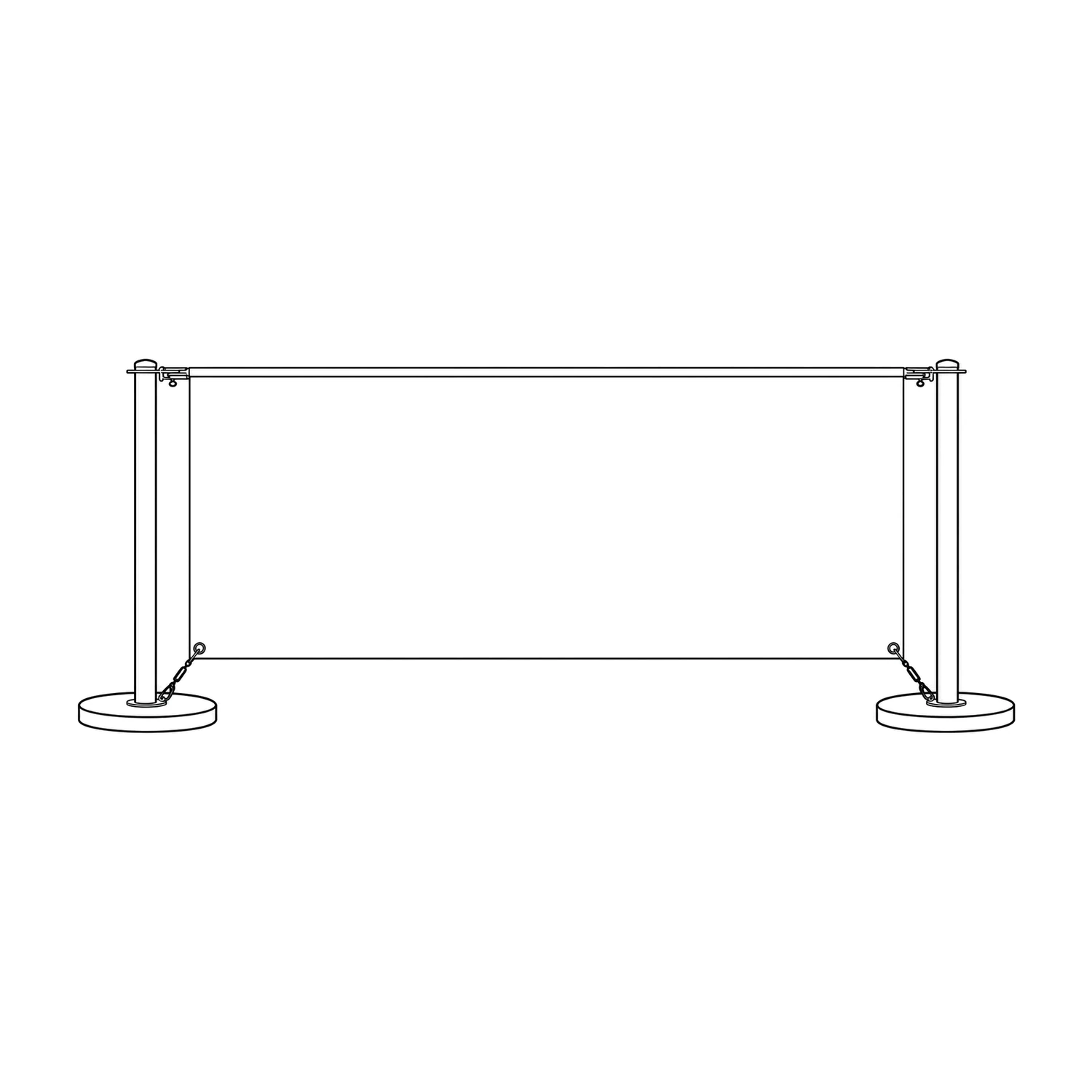 Economy Cafe Barrier Kit with Fabric Banner line drawing