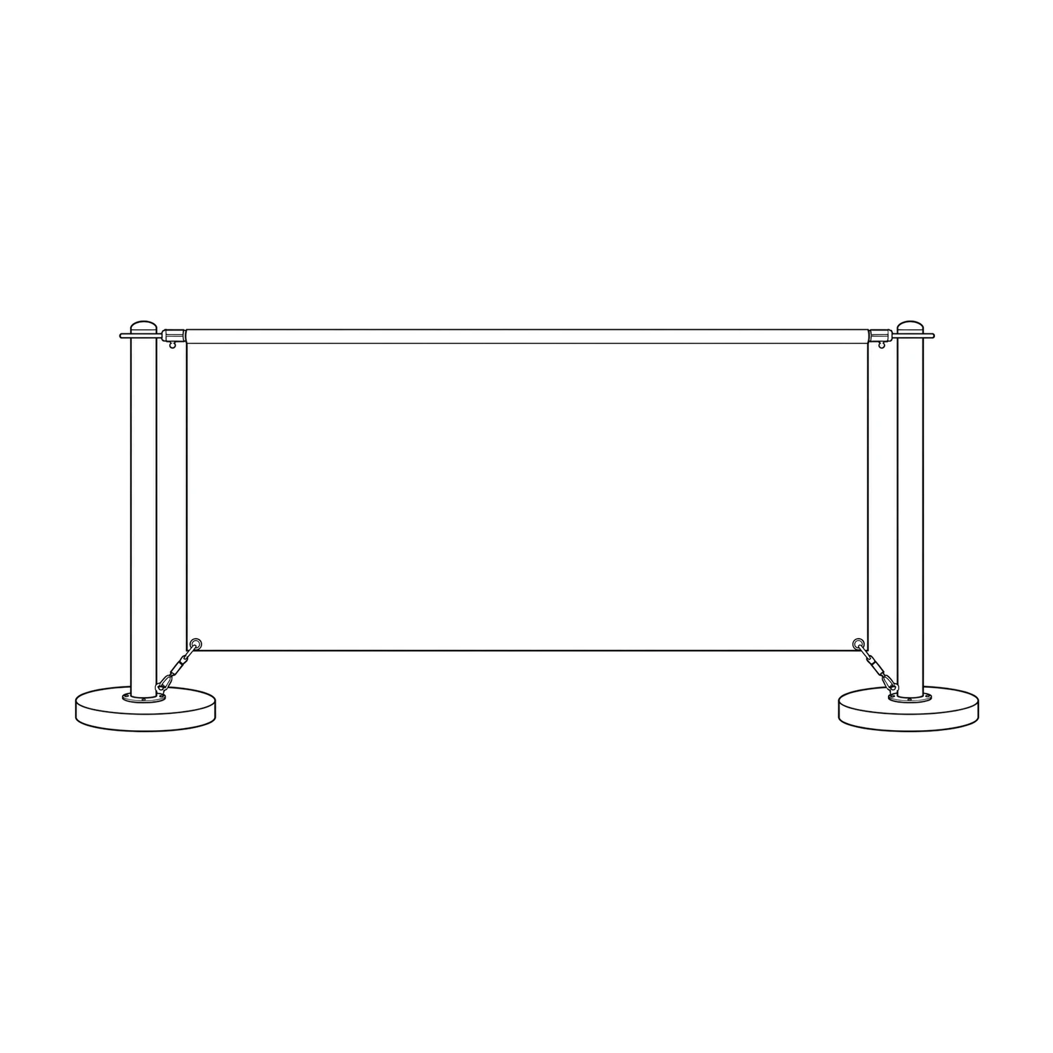 Economy Cafe Barrier Kit with Fabric Banner line drawing