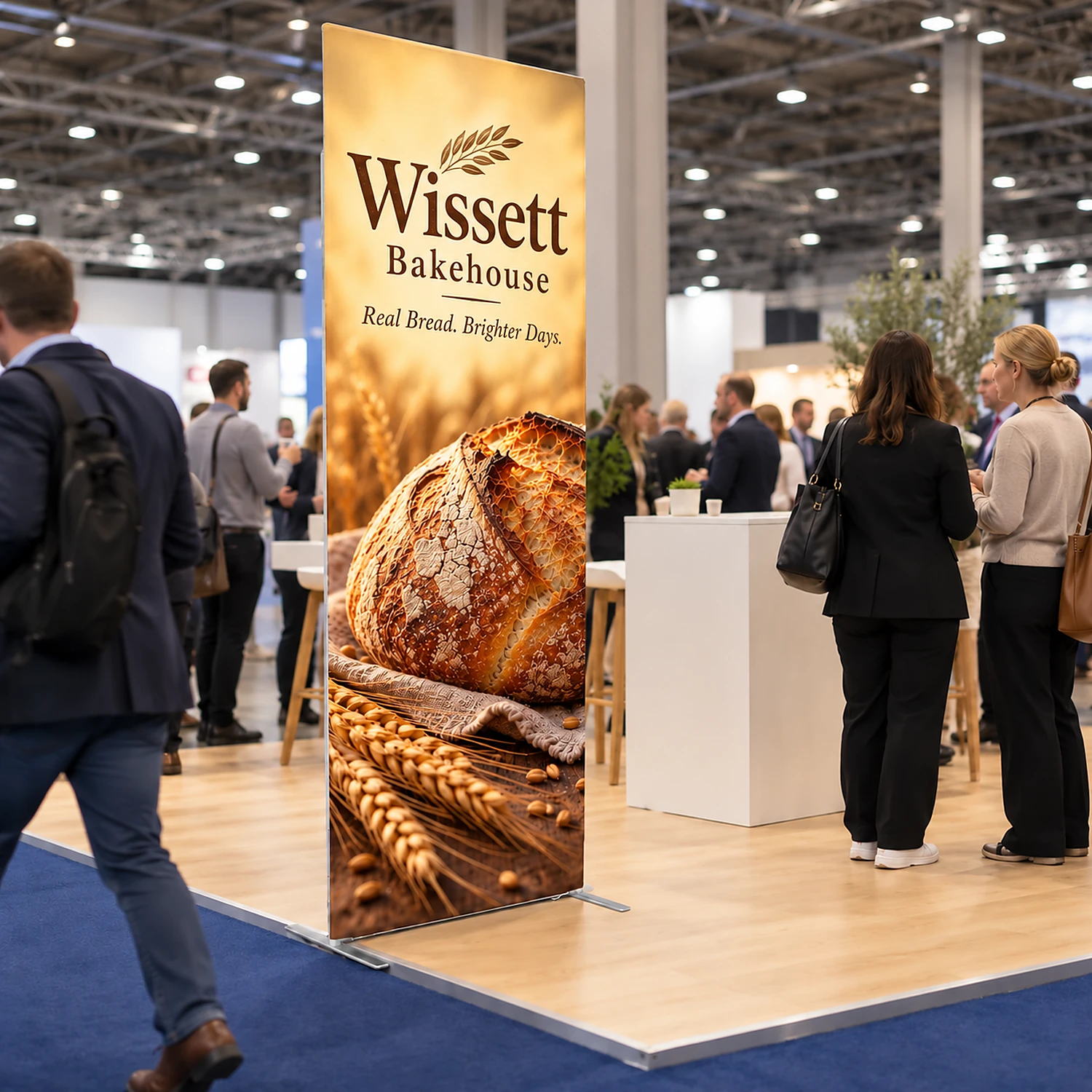 Economy Stretch Fabric Banner Stand 1m Wide - Double-Sided, shown with example artwork