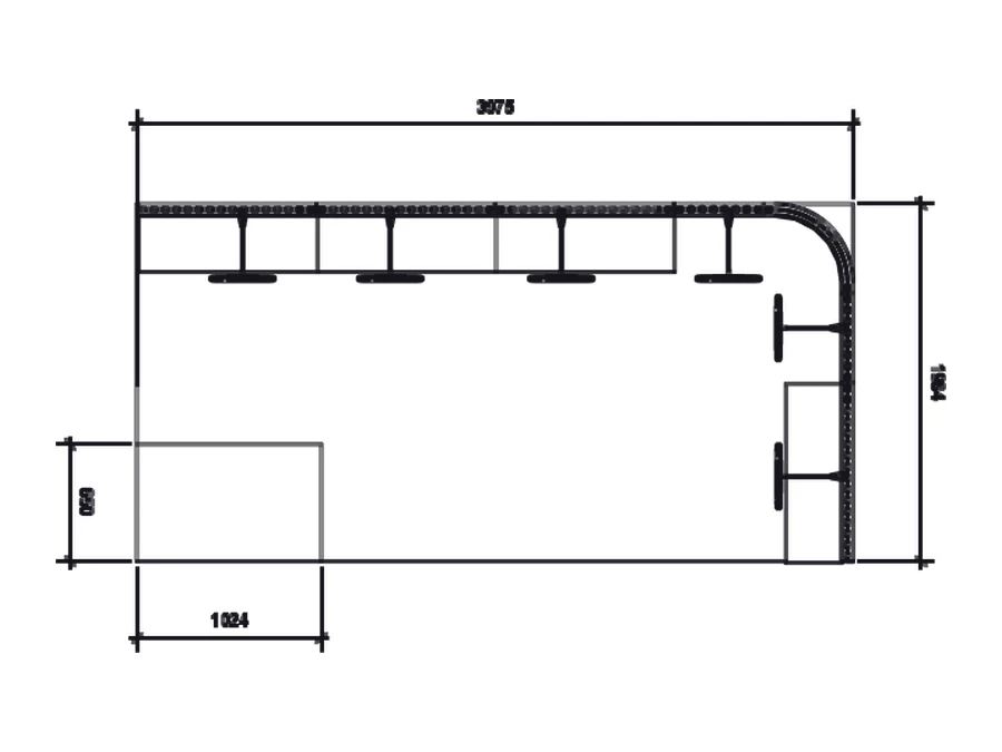 Plan view of a 4m x 2m hired exhibition stand layout