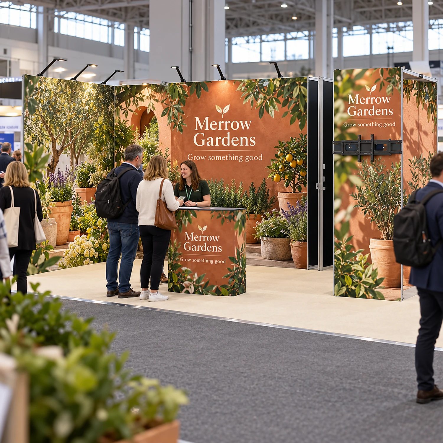 24m2 frame exhibition stand in use at a travel trade show